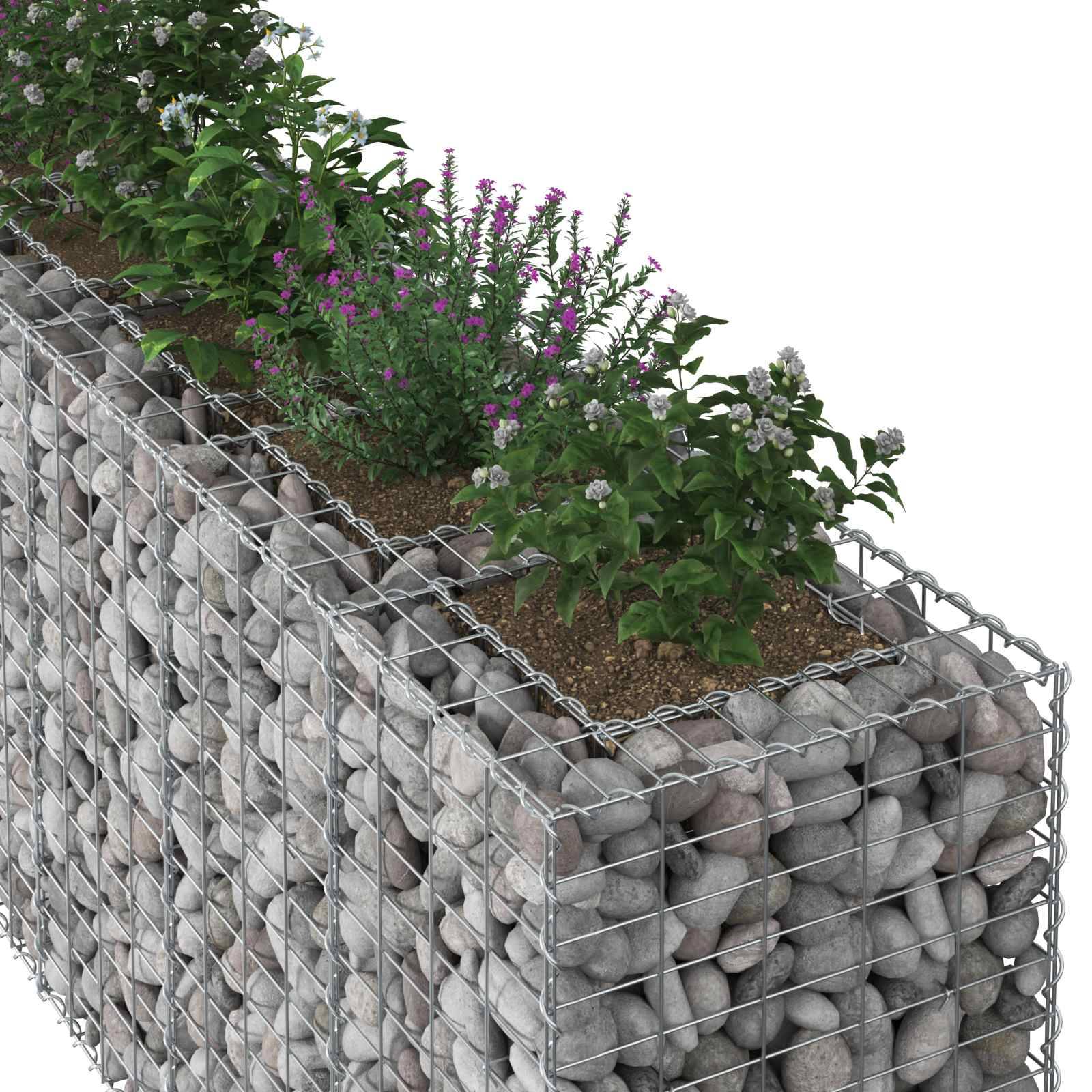 vidaXL Gabionen Hochbeet 2 pcs Silber 330 x 50 x 80 cm
