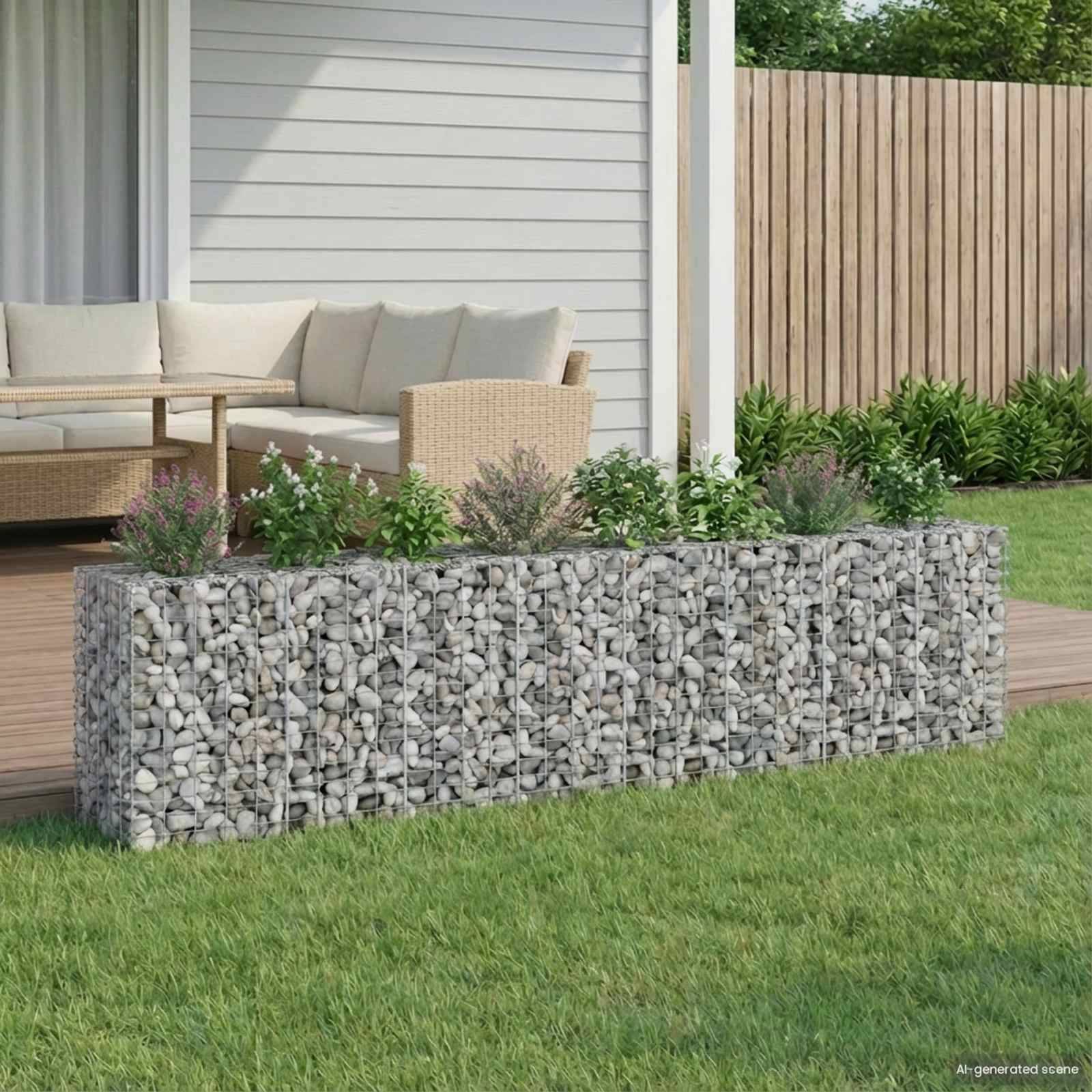 vidaXL Gabionen Hochbeet 2 pcs Silber 330 x 50 x 80 cm