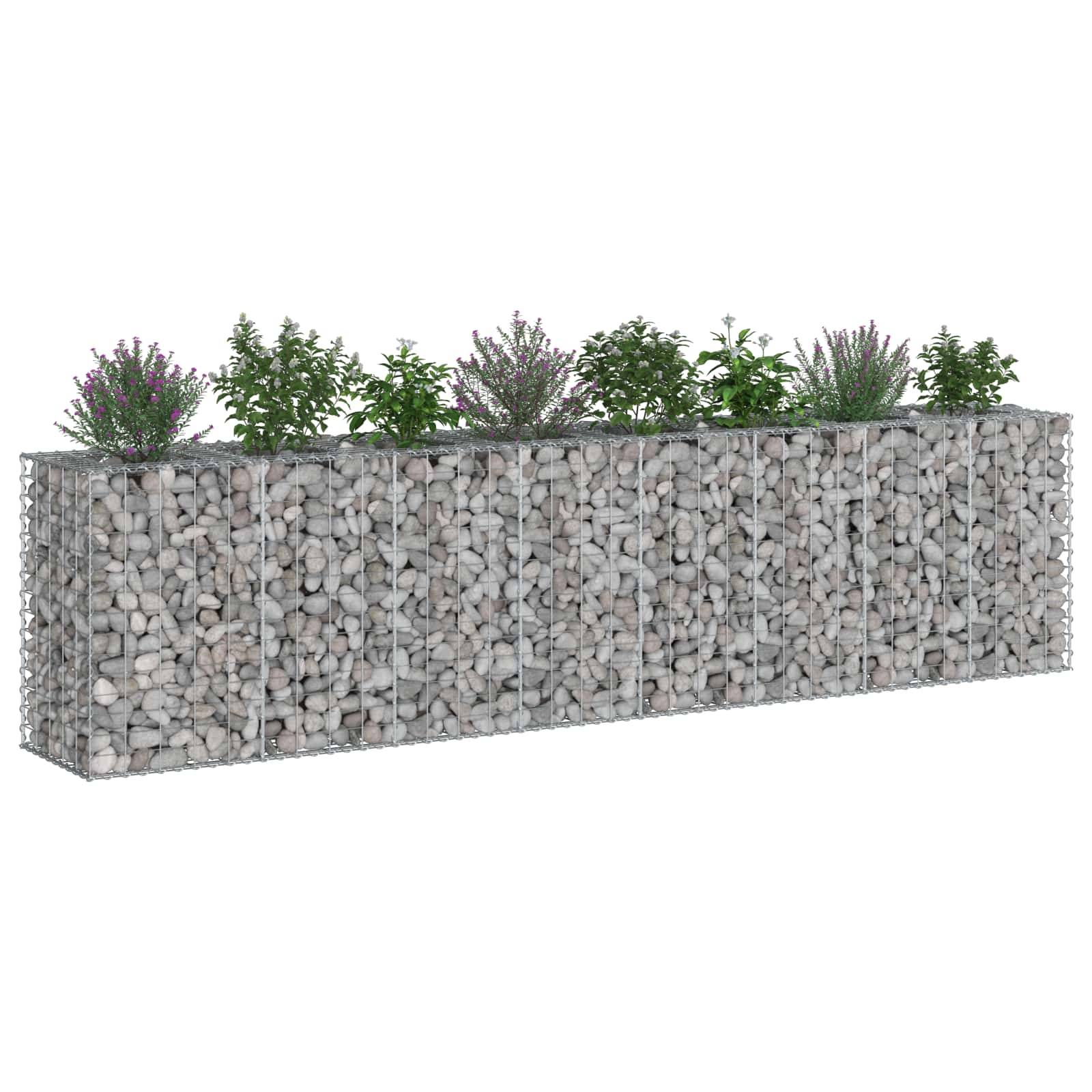 vidaXL Gabionen Hochbeet 2 pcs Silber 330 x 50 x 80 cm