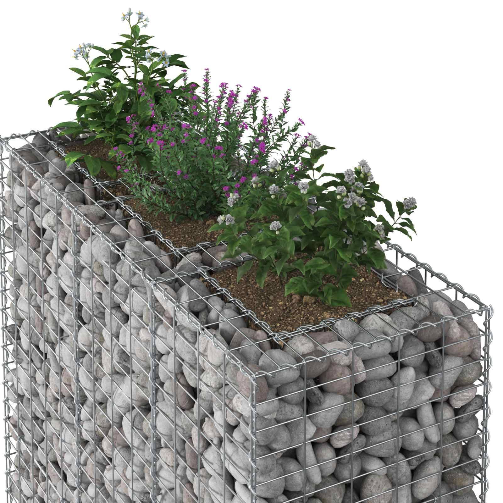 vidaXL Gabionen Hochbeet 2 pcs Silber 130 x 50 x 150 cm