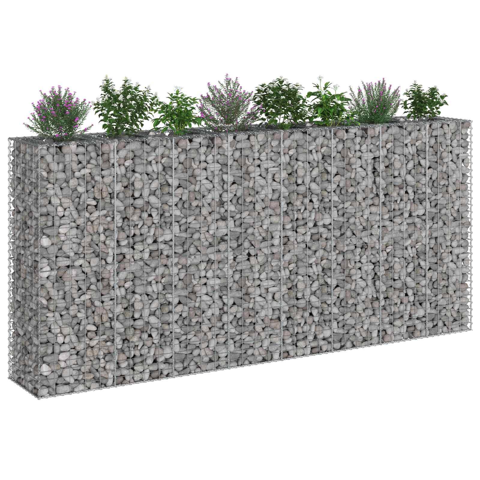 vidaXL Gabionen Hochbeet 4 pcs Silber 330 x 50 x 150 cm