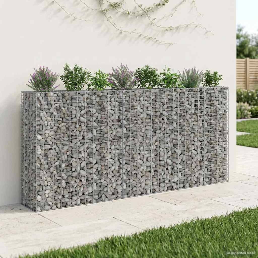 vidaXL Gabionen Hochbeet 4 pcs Silber 330 x 50 x 150 cm