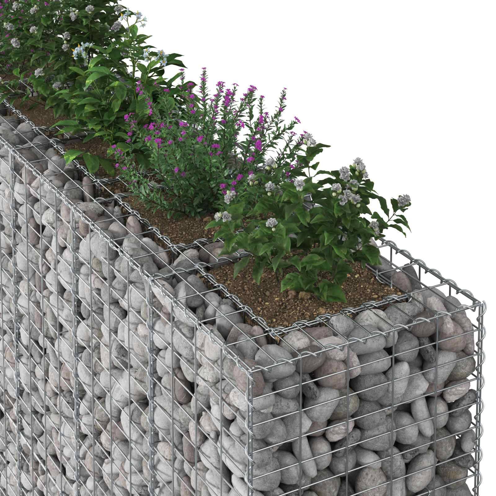 vidaXL Gabionen Hochbeet 4 pcs Silber 330 x 50 x 150 cm