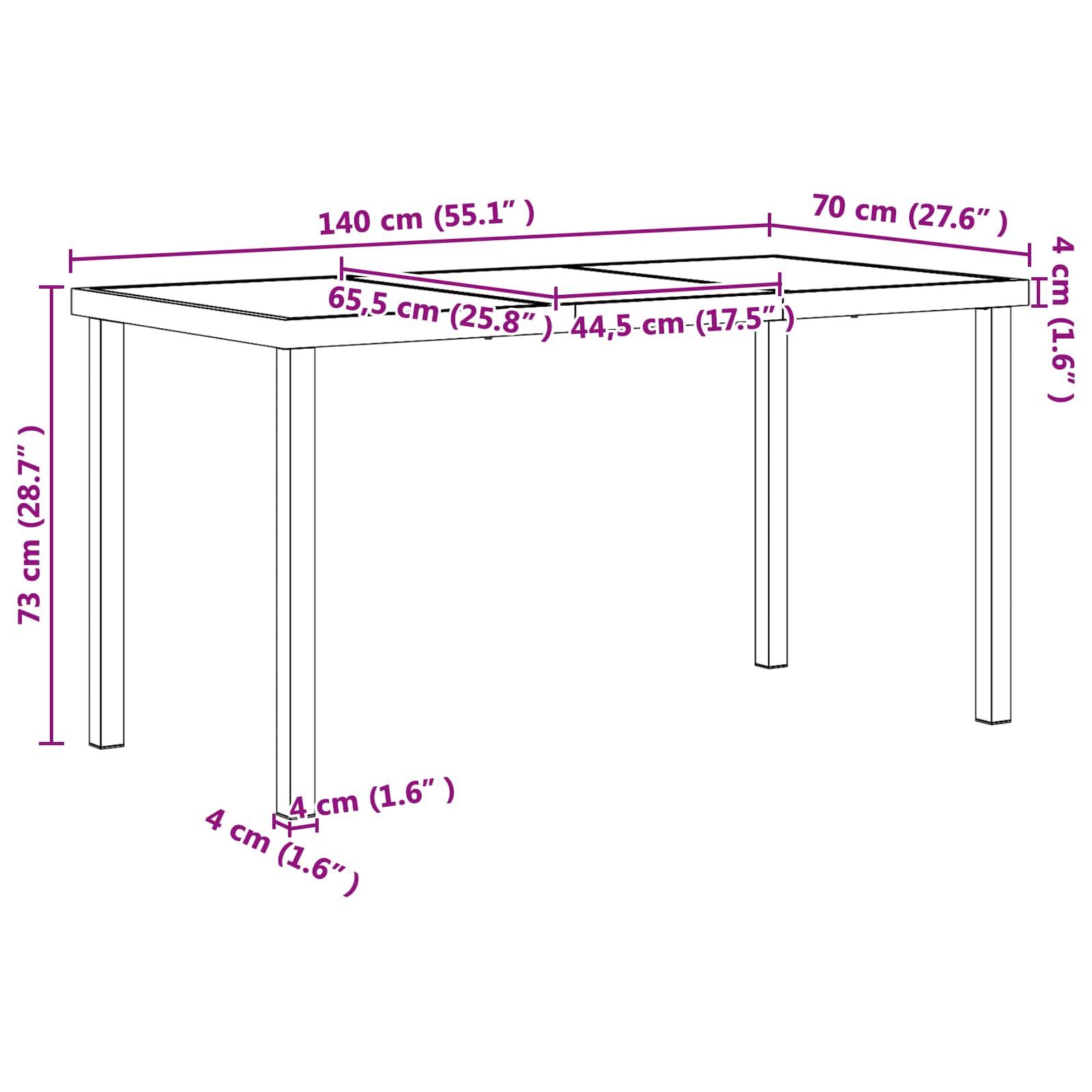 vidaXL Gartenmöbel Set 5 pcs Schwarz und Anthrazit 140 x 70 x 73 cm