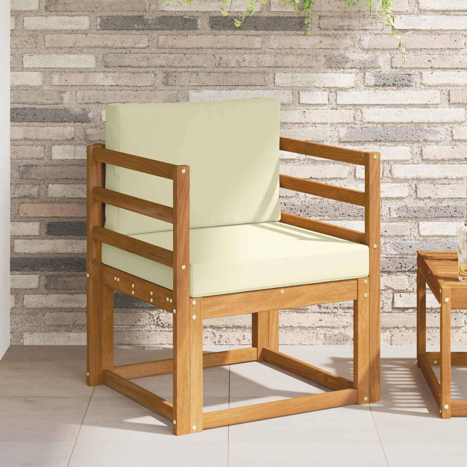 vidaXL Outdoor-Sofa Massives Akazienholz und Polyester Natur