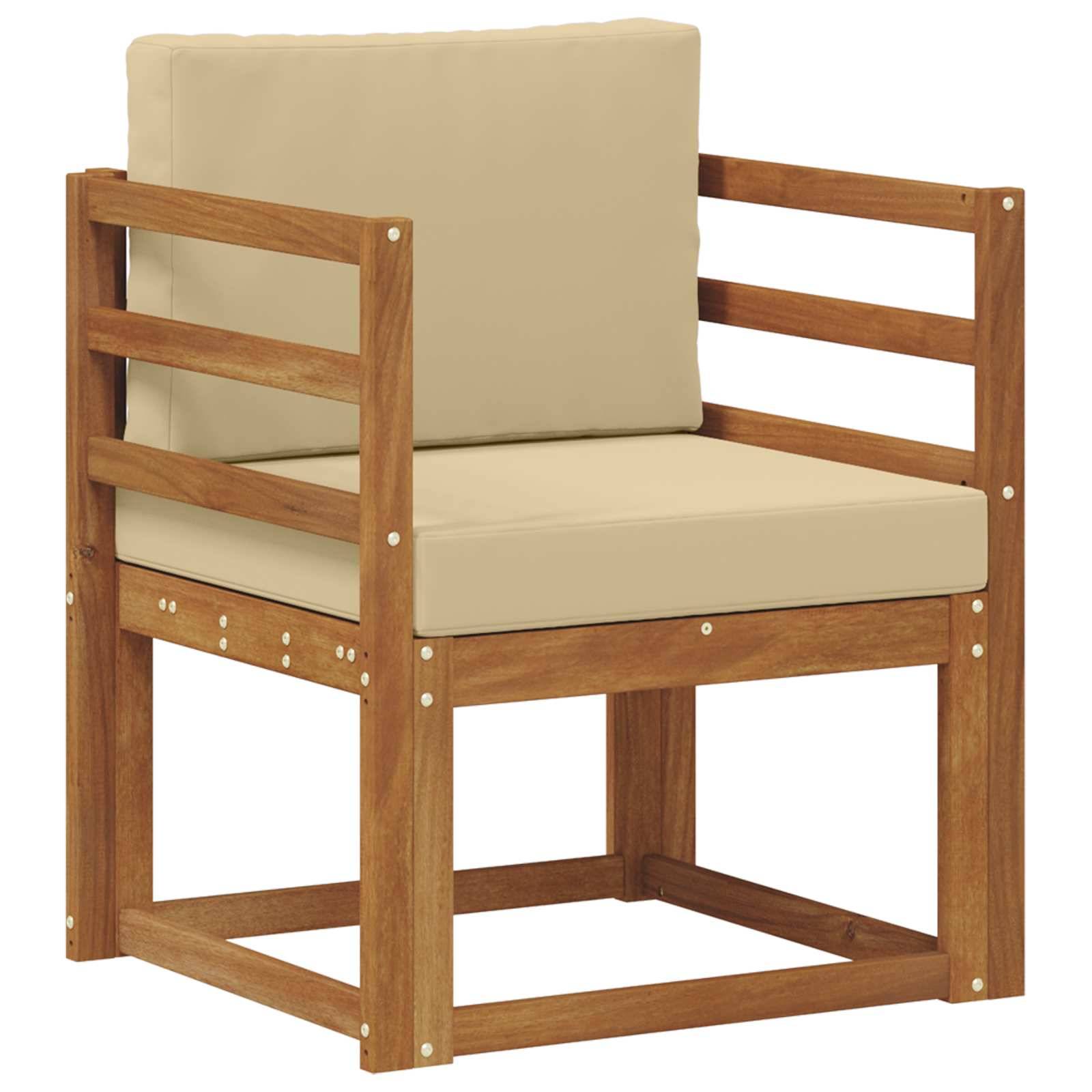 vidaXL Outdoor-Sofa Massives Akazienholz und Polyester Natur