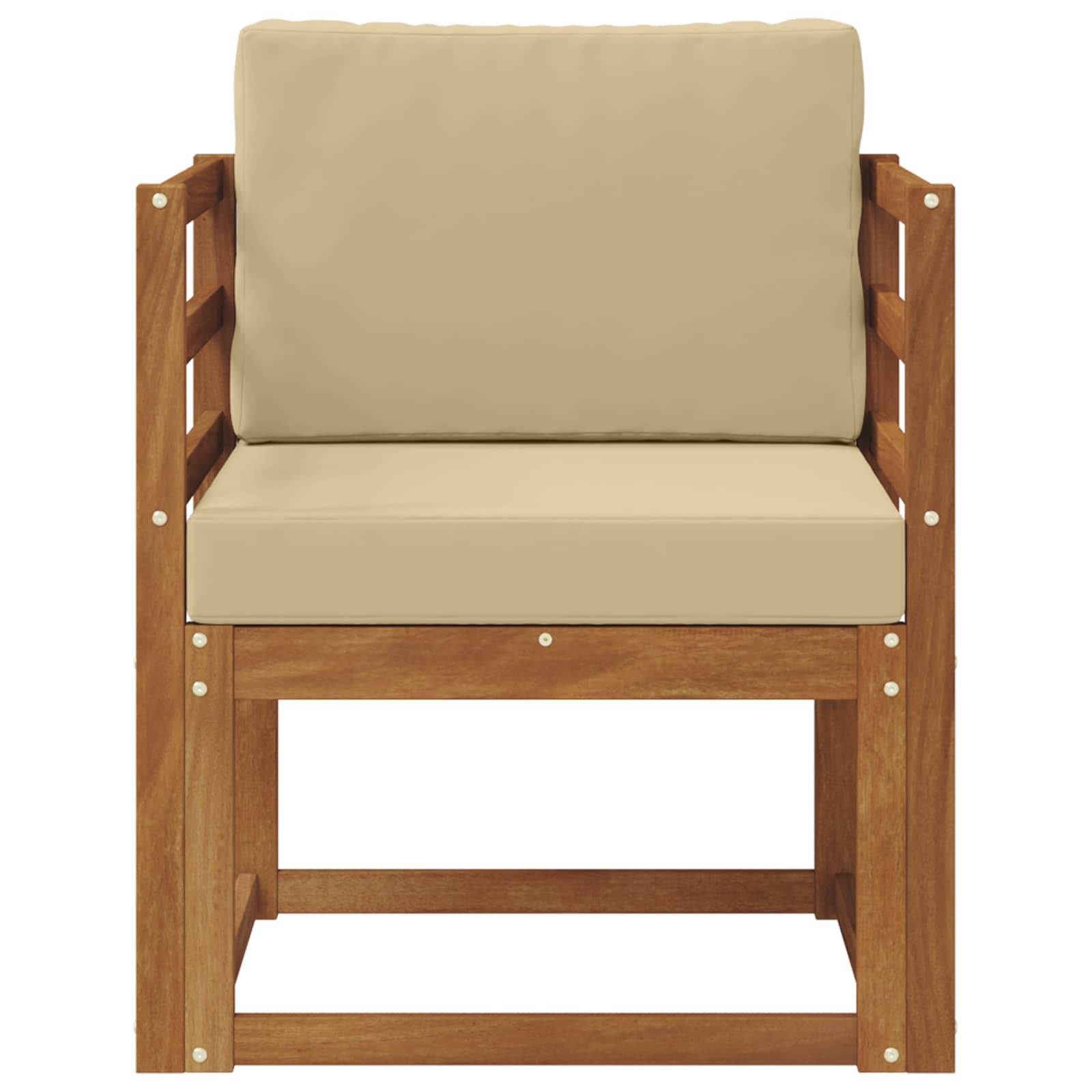 vidaXL Outdoor-Sofa Massives Akazienholz und Polyester Natur