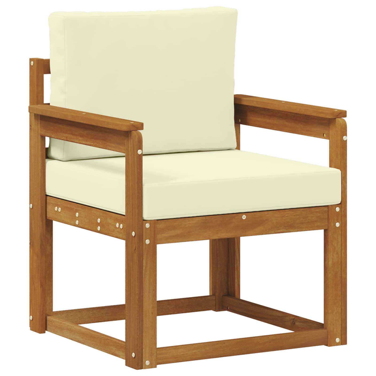 vidaXL Outdoor-Sofa Massives Akazienholz und Polyester Natur