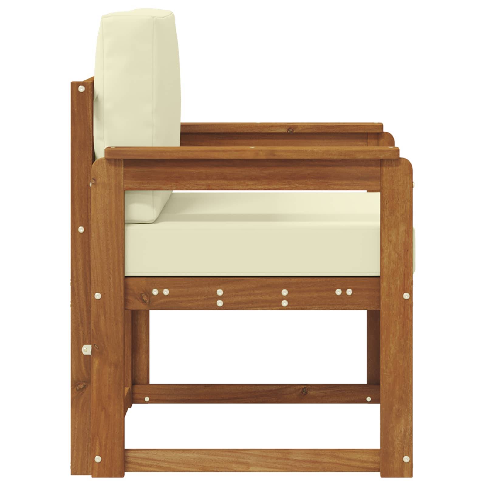 vidaXL Outdoor-Sofa Massives Akazienholz und Polyester Natur