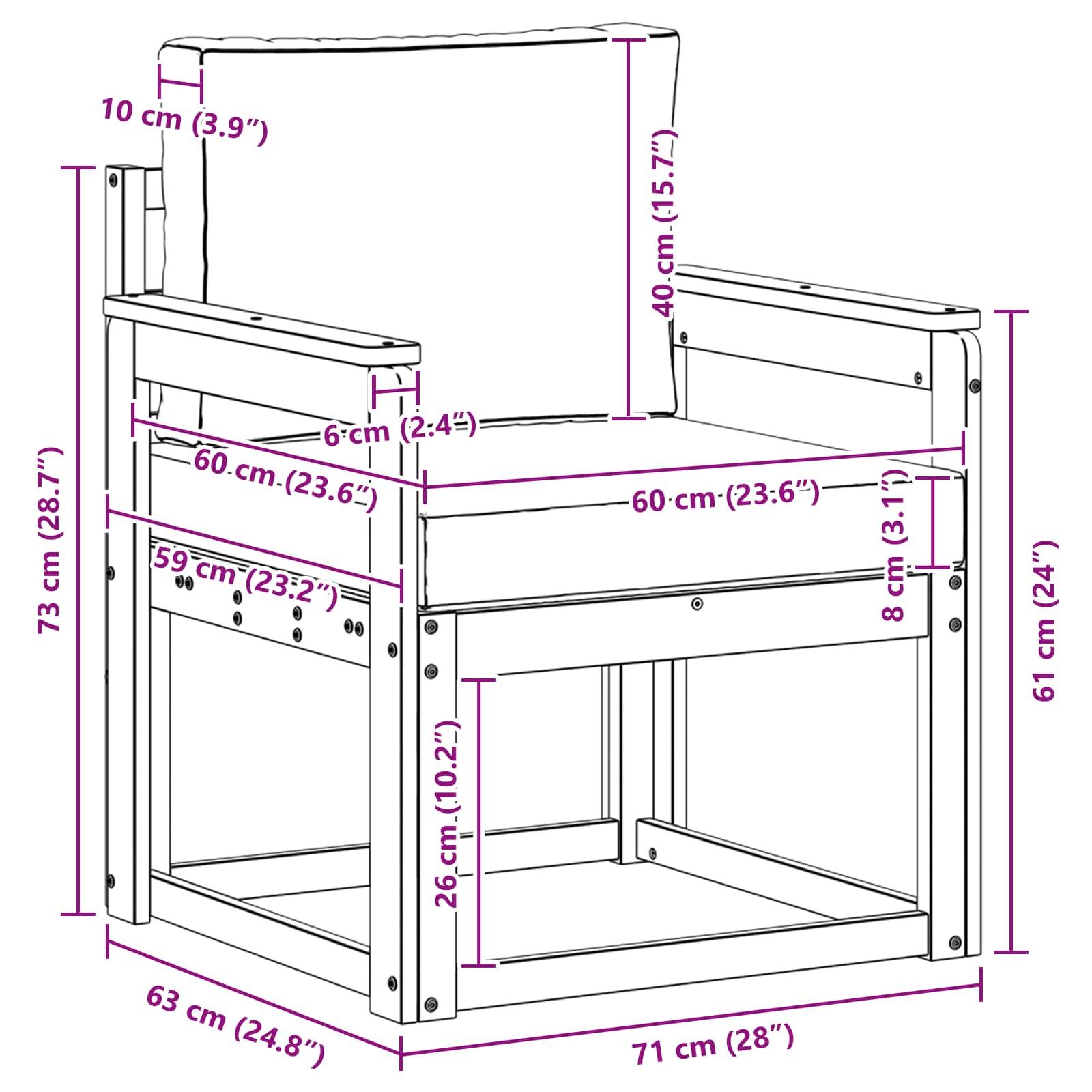 vidaXL Outdoor-Sofa Massives Akazienholz und Polyester Natur