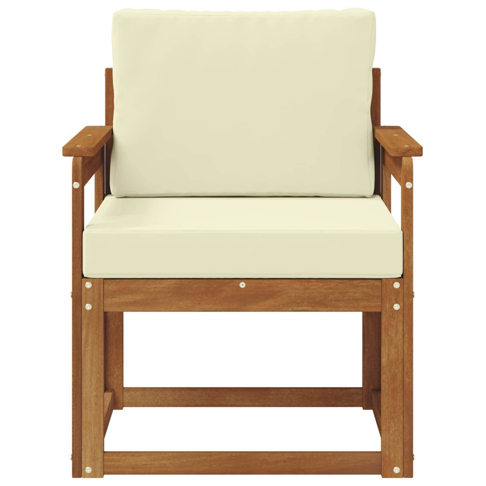 vidaXL Outdoor-Sofa Massives Akazienholz und Polyester Natur