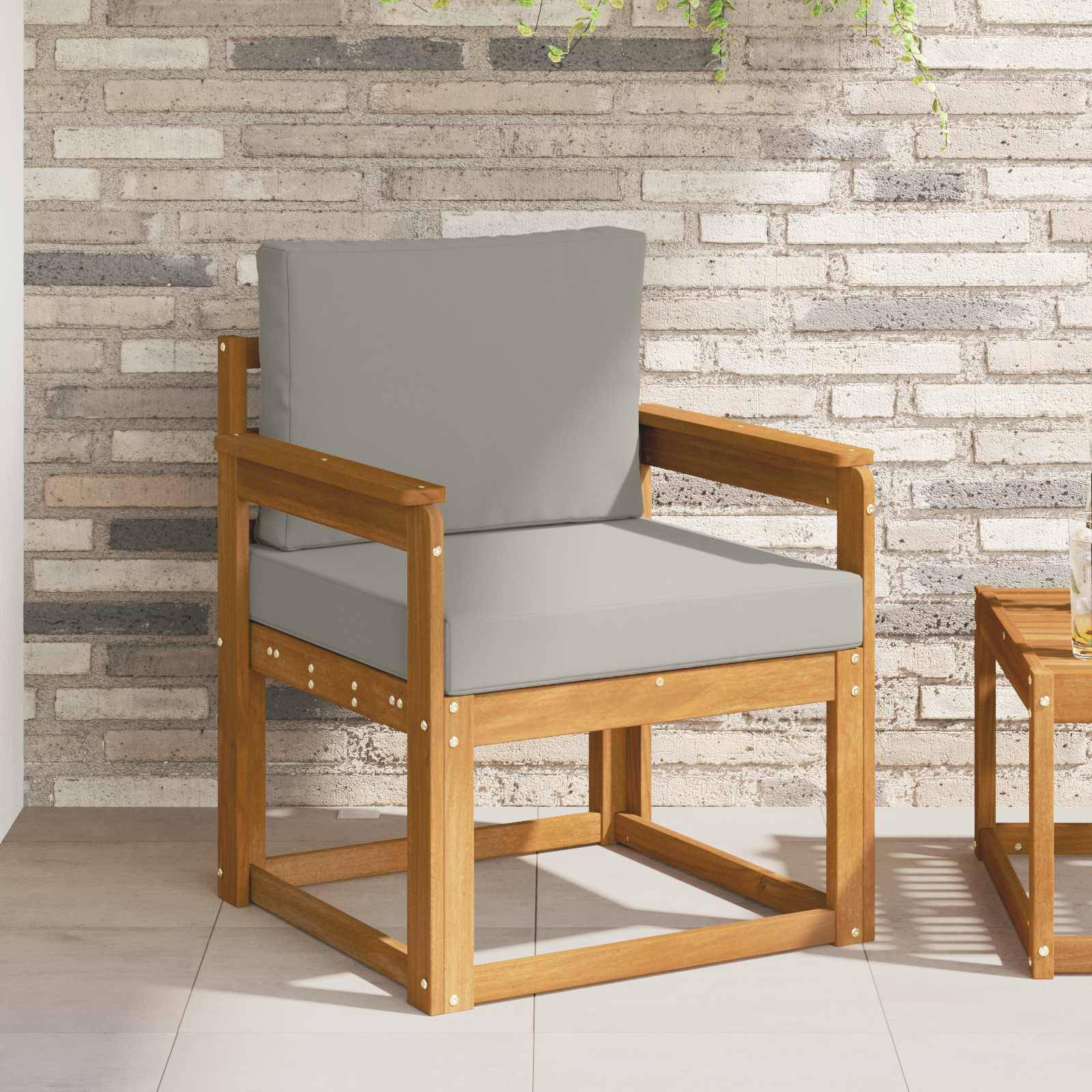 vidaXL Outdoor-Sofa Massives Akazienholz und Polyester