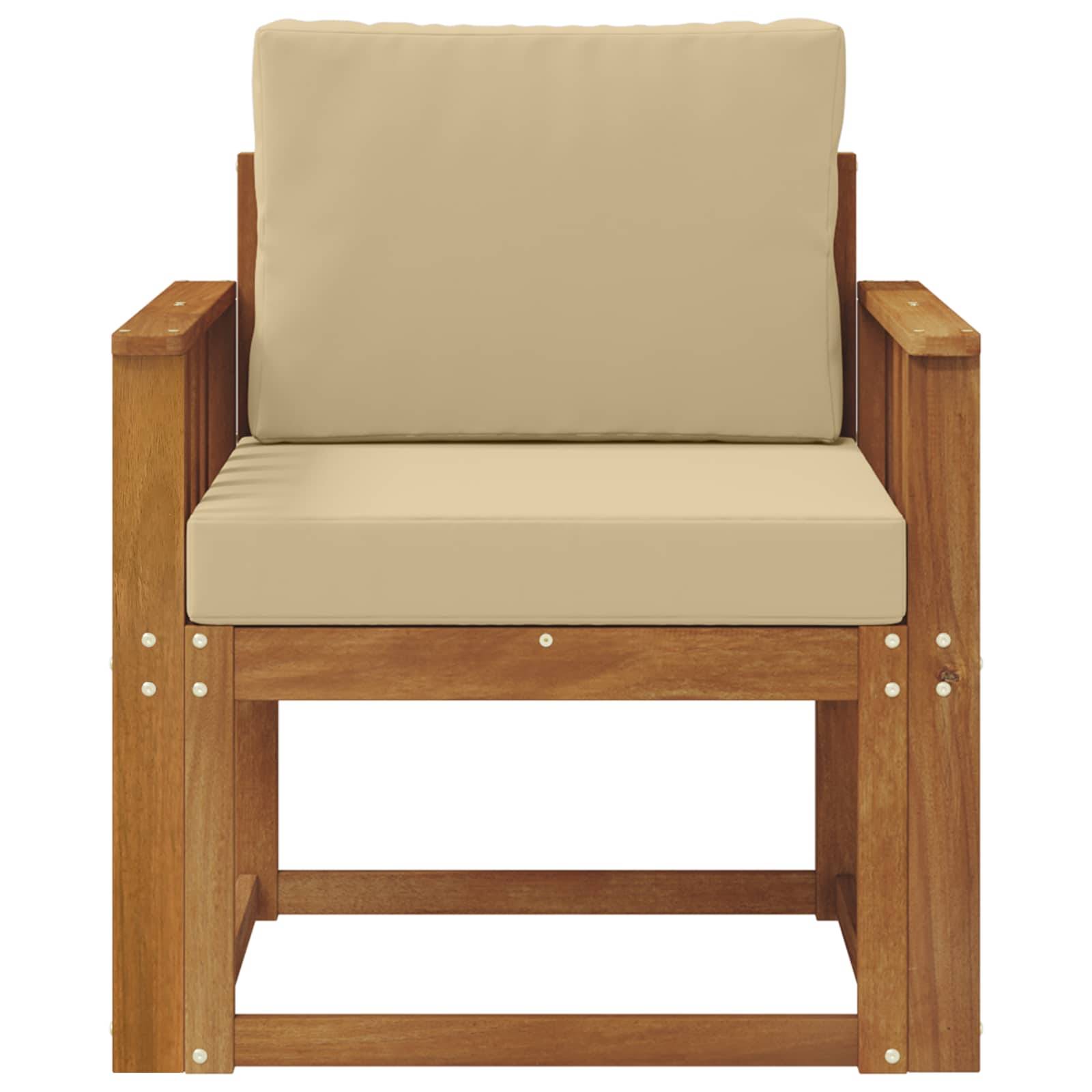 vidaXL Outdoor-Sofa Massives Akazienholz und Polyester Natur