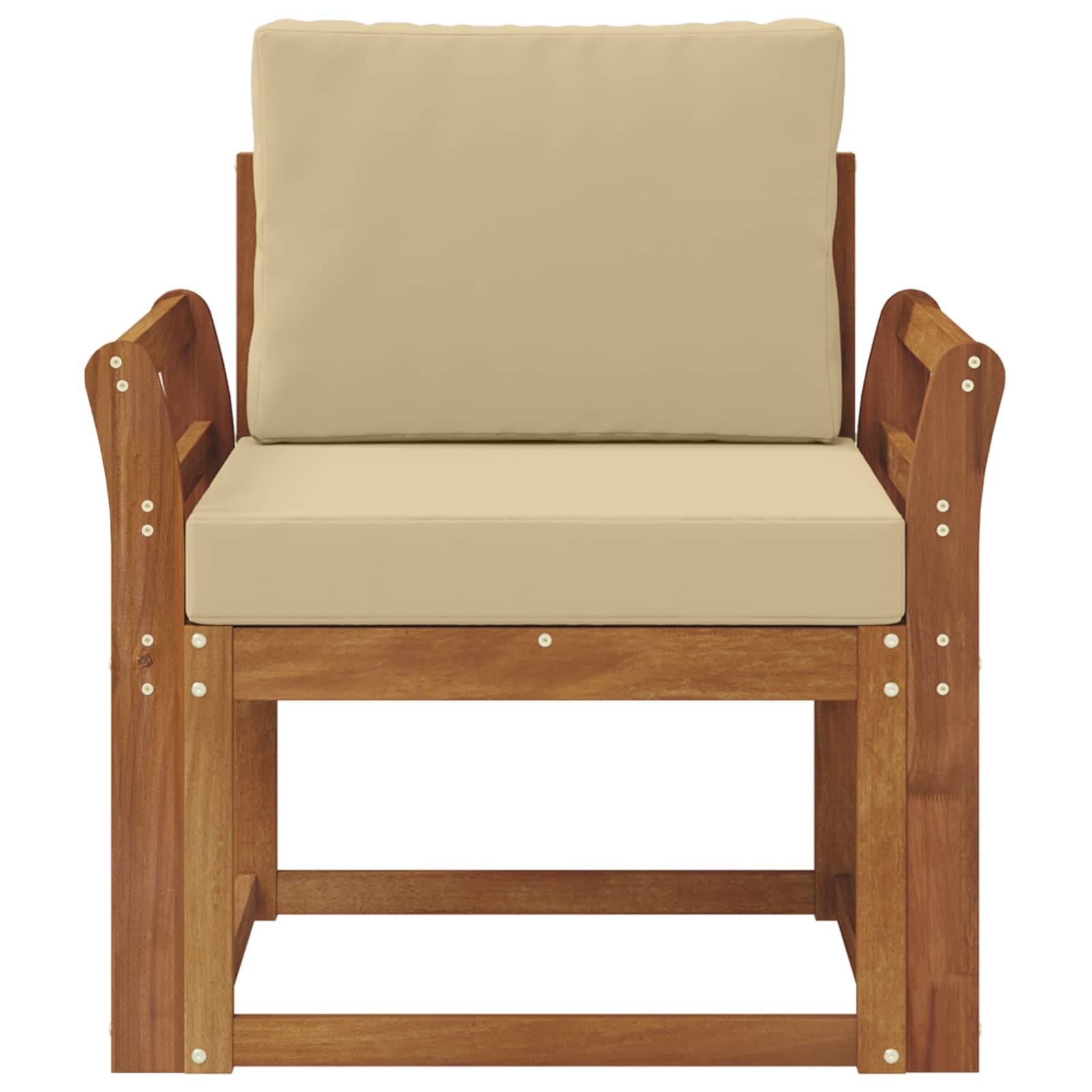 vidaXL Outdoor-Sofa Massives Akazienholz und Polyester Natur
