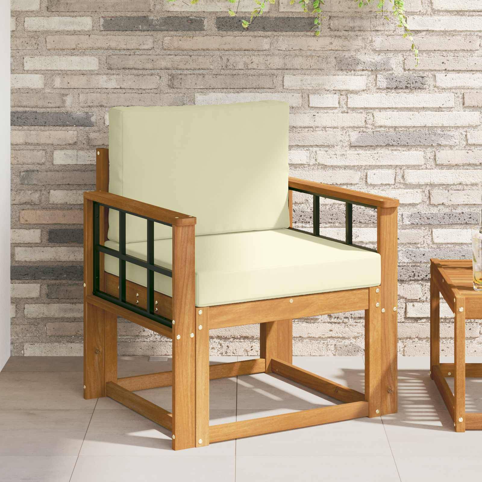 vidaXL Outdoor-Sofa Massives Akazienholz und Polyester Natur