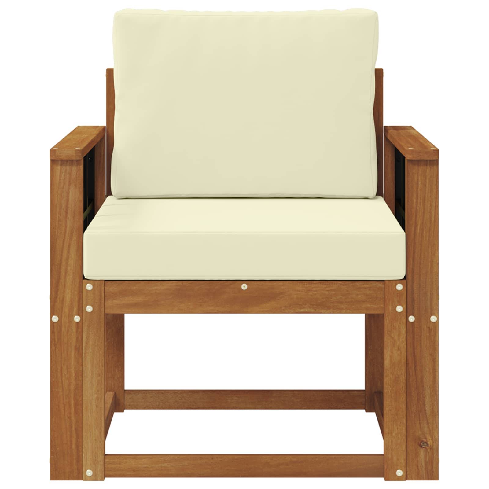 vidaXL Outdoor-Sofa Massives Akazienholz und Polyester Natur
