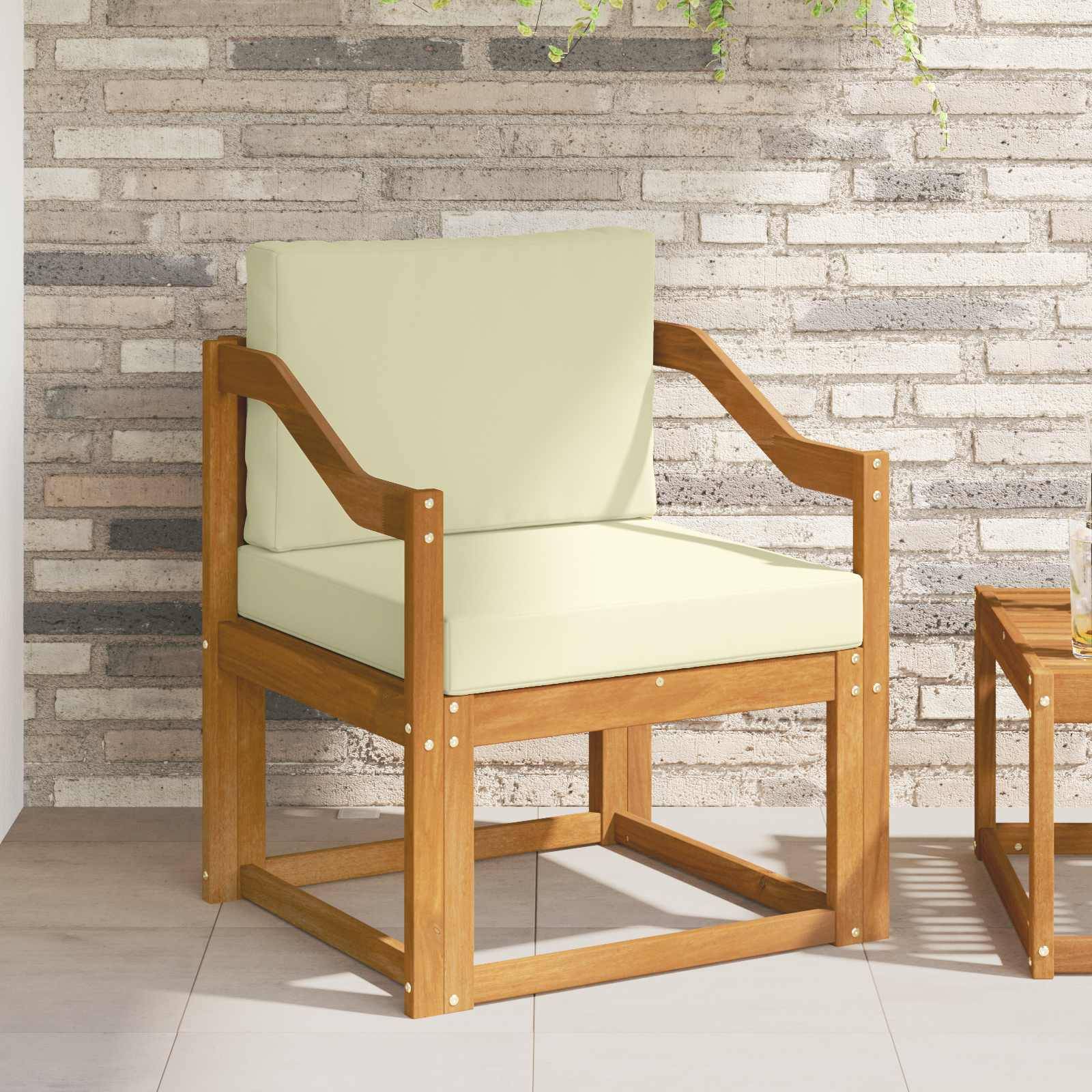 vidaXL Outdoor-Sofa Massives Akazienholz und Polyester Natur