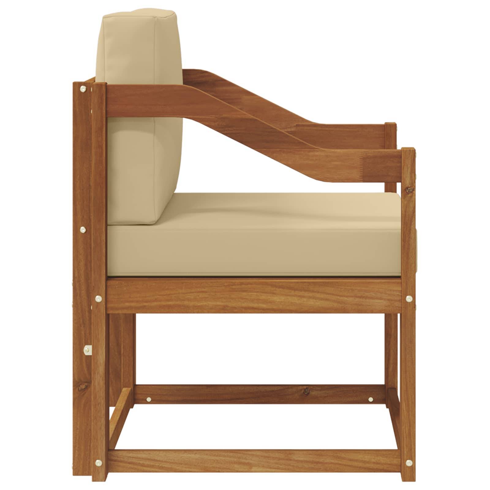 vidaXL Outdoor-Sofa Massives Akazienholz und Polyester Natur