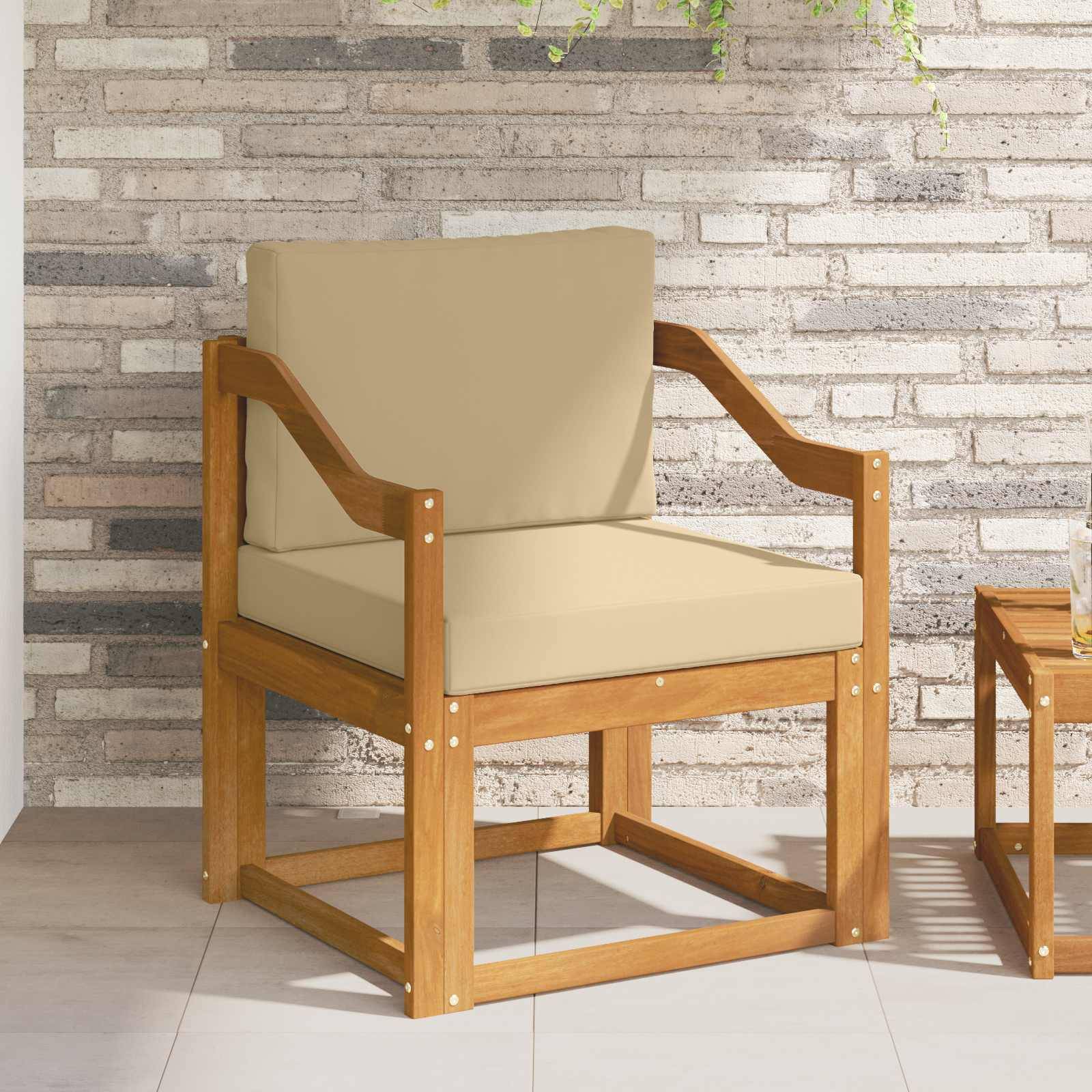 vidaXL Outdoor-Sofa Massives Akazienholz und Polyester Natur