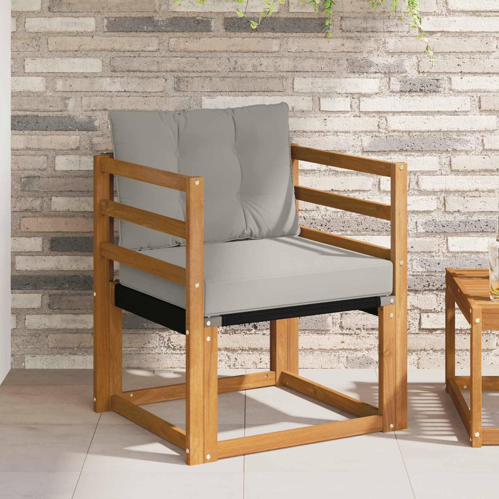 vidaXL Outdoor-Sofa Massives Akazienholz und Textilene