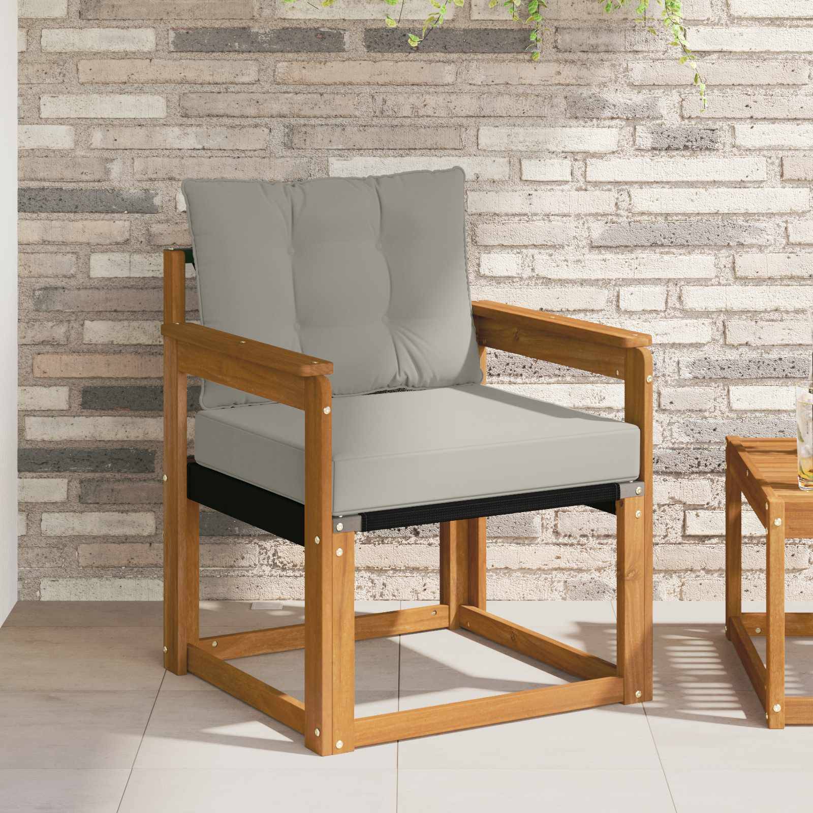 vidaXL Outdoor-Sofa Massives Akazienholz und Textilene