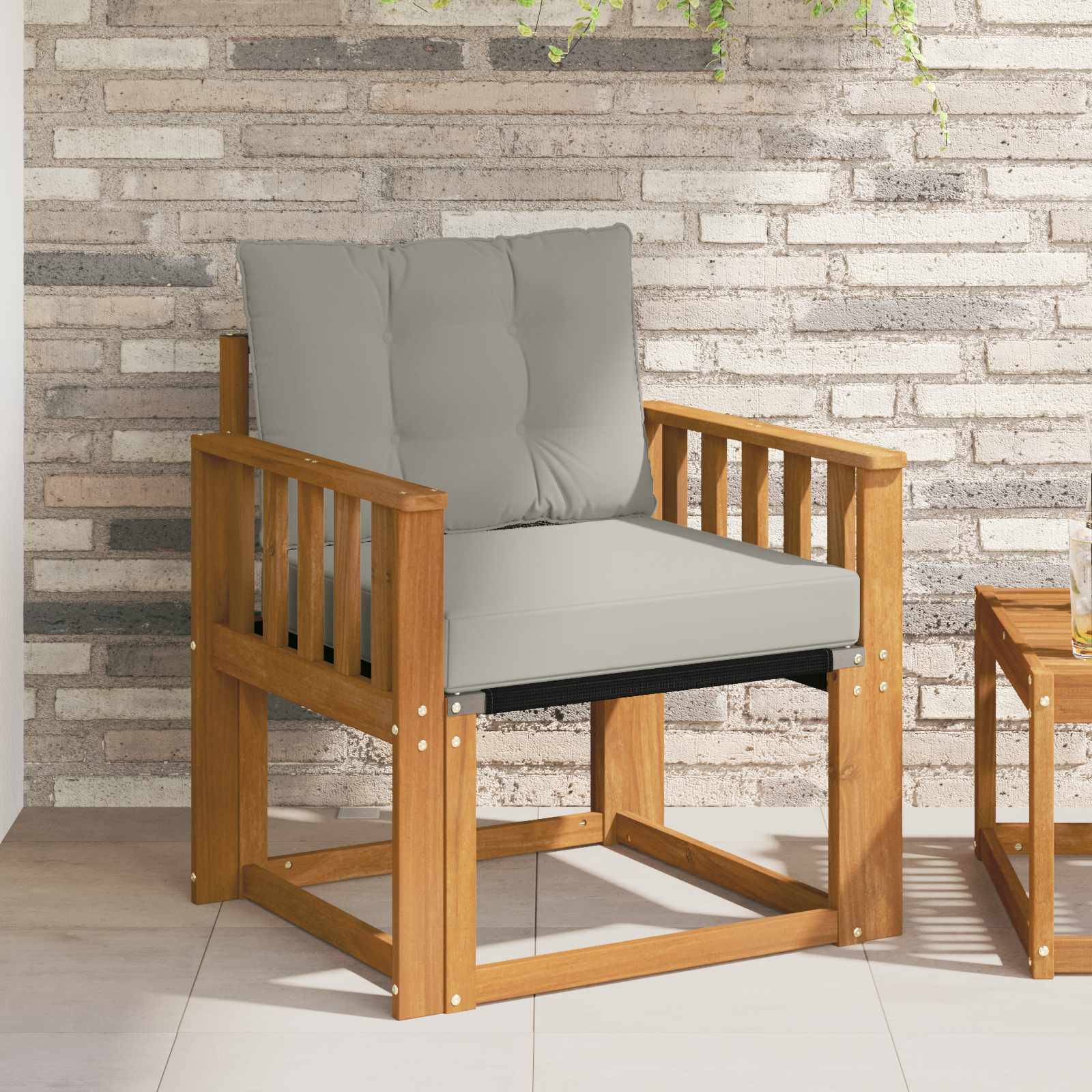 vidaXL Outdoor-Sofa Massivholz Akazie Natürlich und Hellgrau