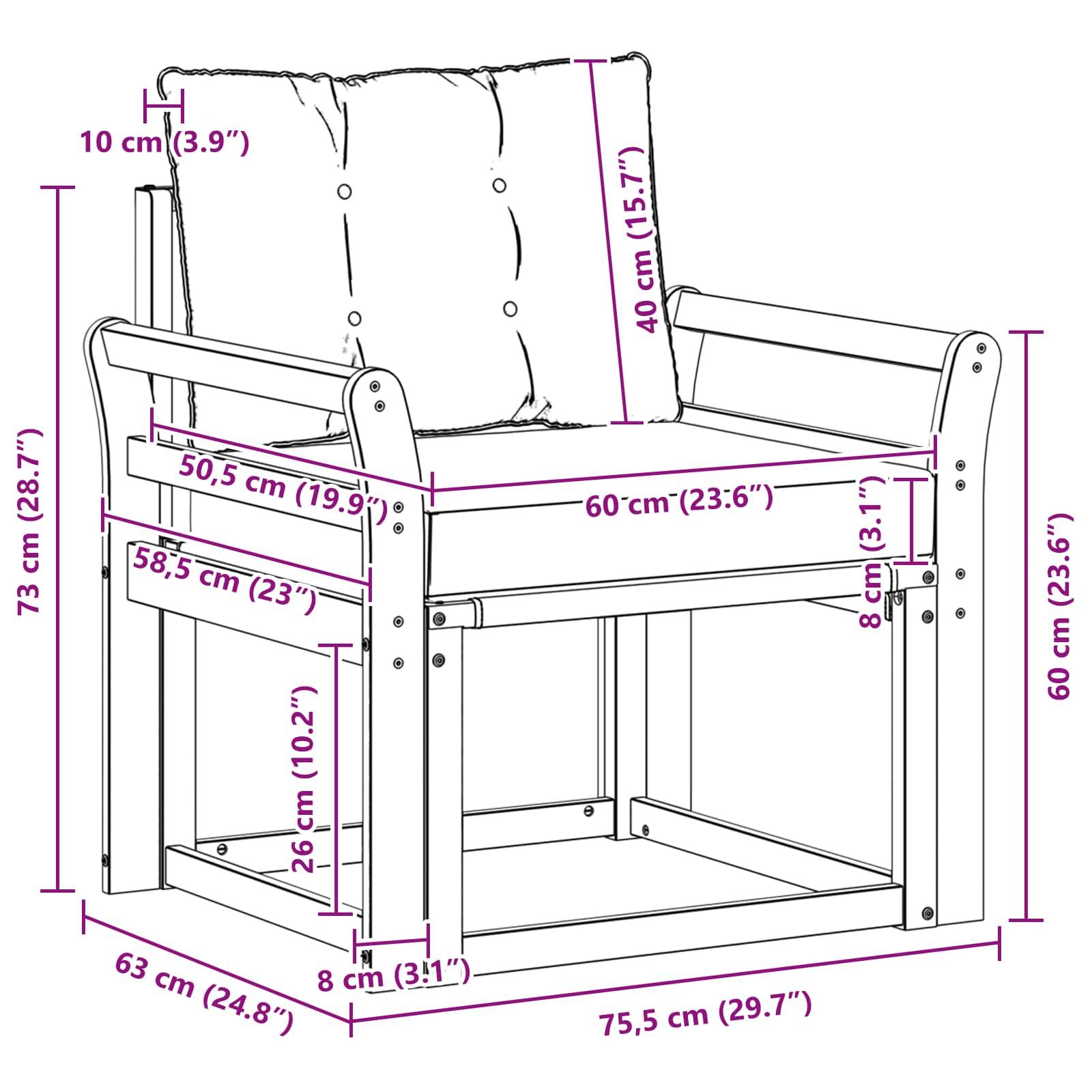 vidaXL Outdoor-Sofa Massives Akazienholz und Textilene Natur