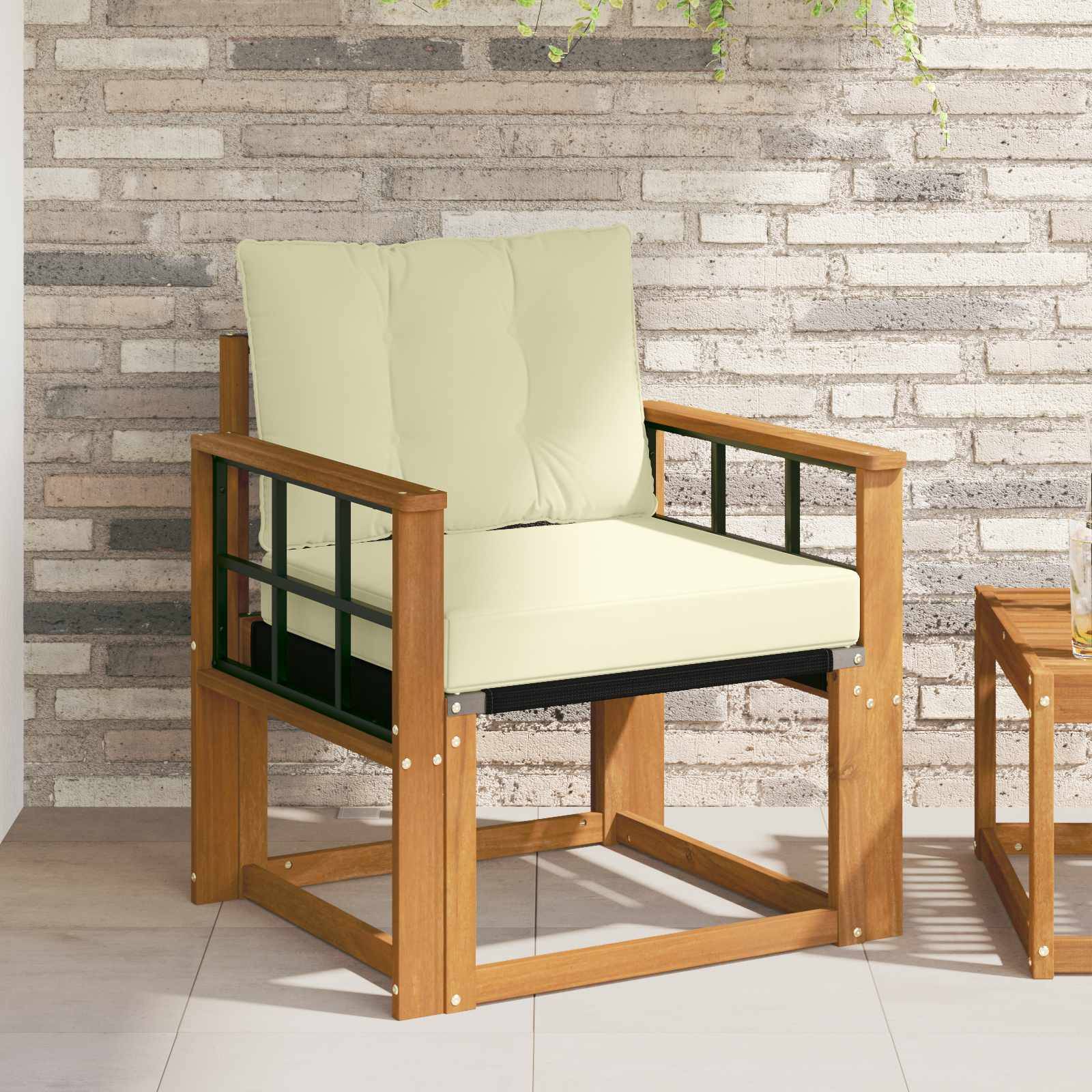 vidaXL Outdoor-Sofa Massivholz Akazie Natur und Creme
