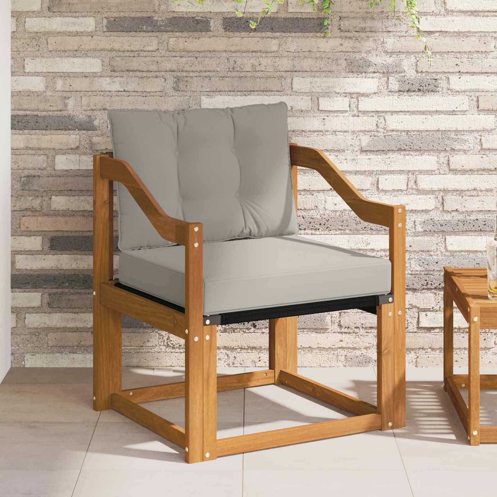 vidaXL Outdoor-Sofa Massives Akazienholz und Textilene