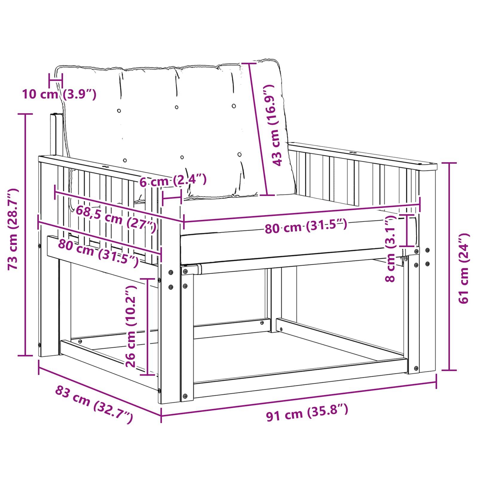 vidaXL Outdoor-Sofagarnitur Massives Akazienholz und Textilene Natur