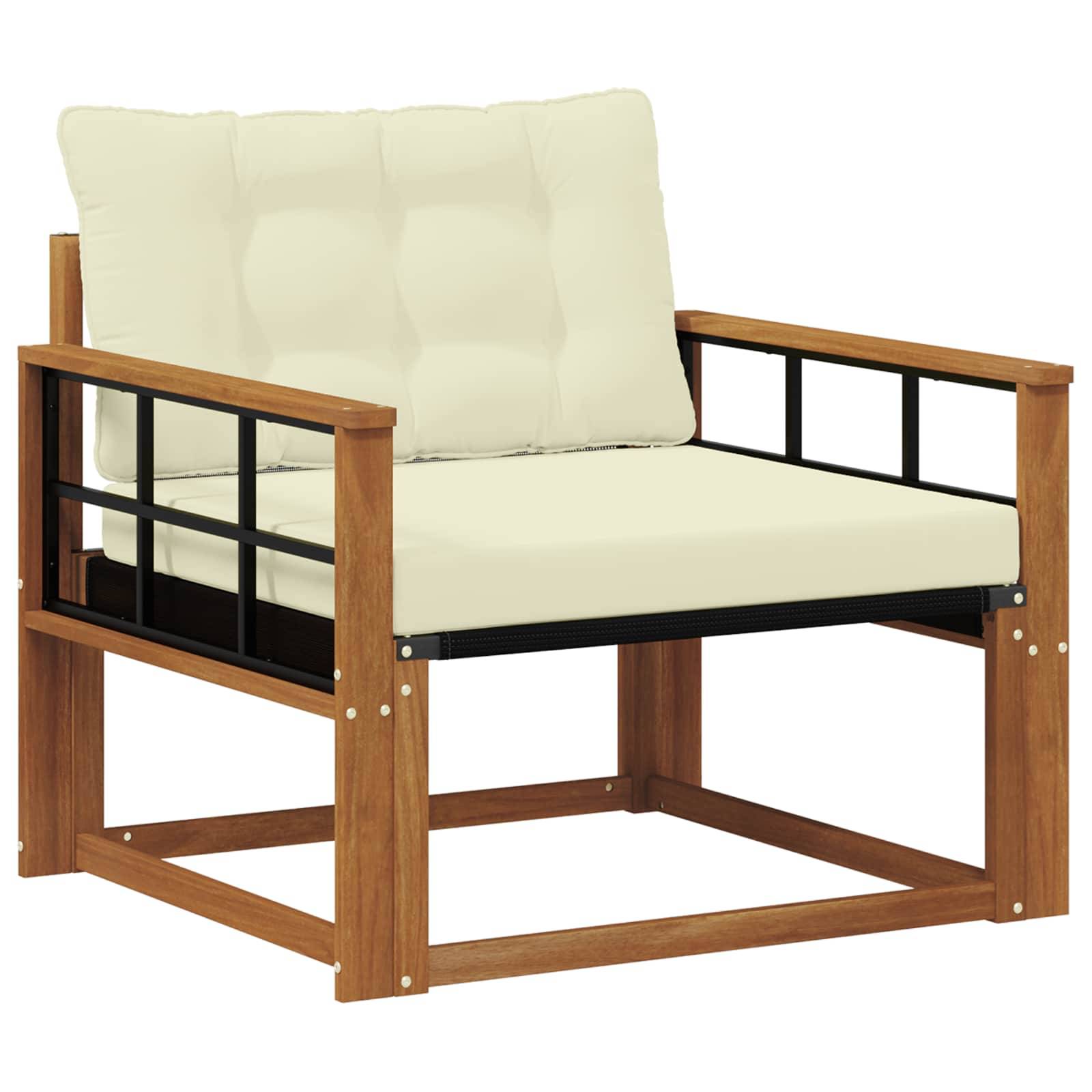 vidaXL Outdoor-Sofagarnitur Massives Akazienholz und Textilene Natur
