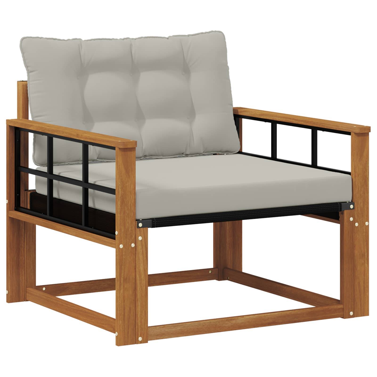 vidaXL Outdoor-Sofagarnitur Massives Akazienholz und Textilene Natur
