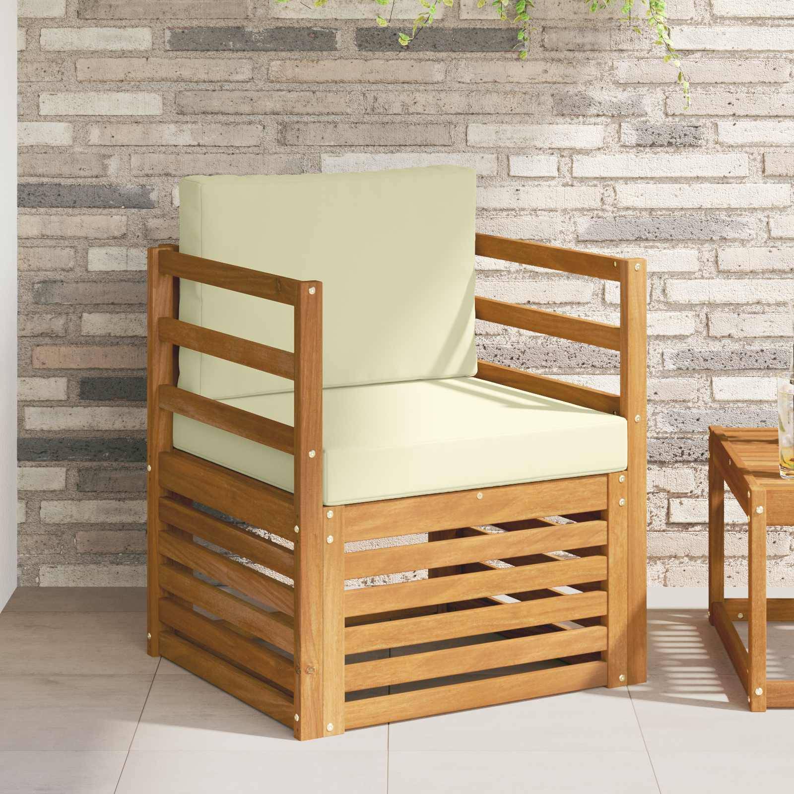 vidaXL Outdoor-Sofagarnitur Massives Akazienholz und Polyester Natur