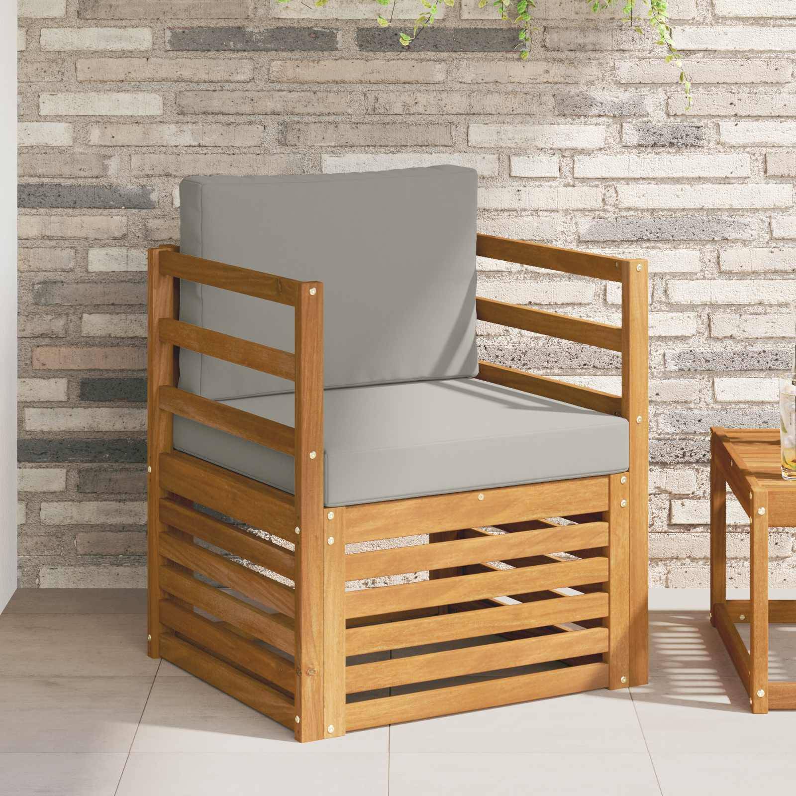 vidaXL Outdoor-Sofagarnitur Massives Akazienholz und Polyester Natur