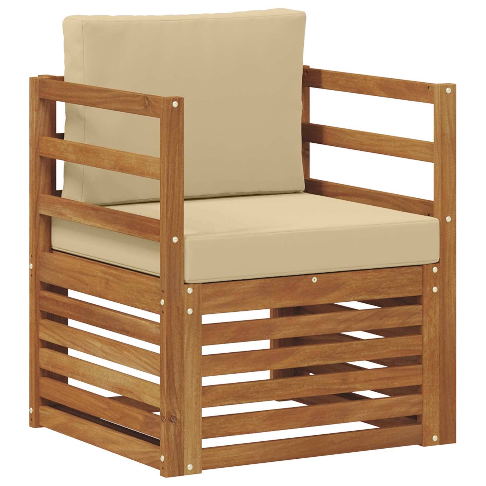 vidaXL Outdoor-Sofagarnitur Massives Akazienholz und Polyester Natur