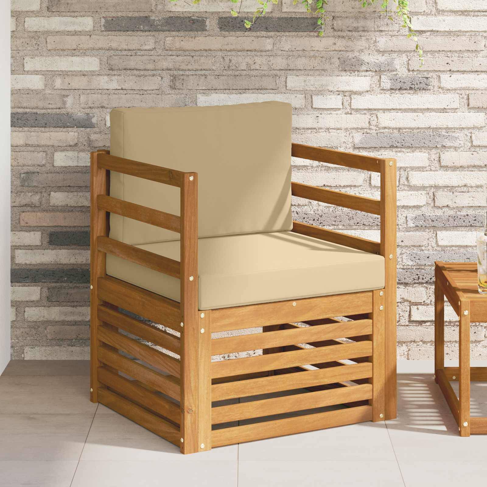vidaXL Outdoor-Sofagarnitur Massives Akazienholz und Polyester Natur