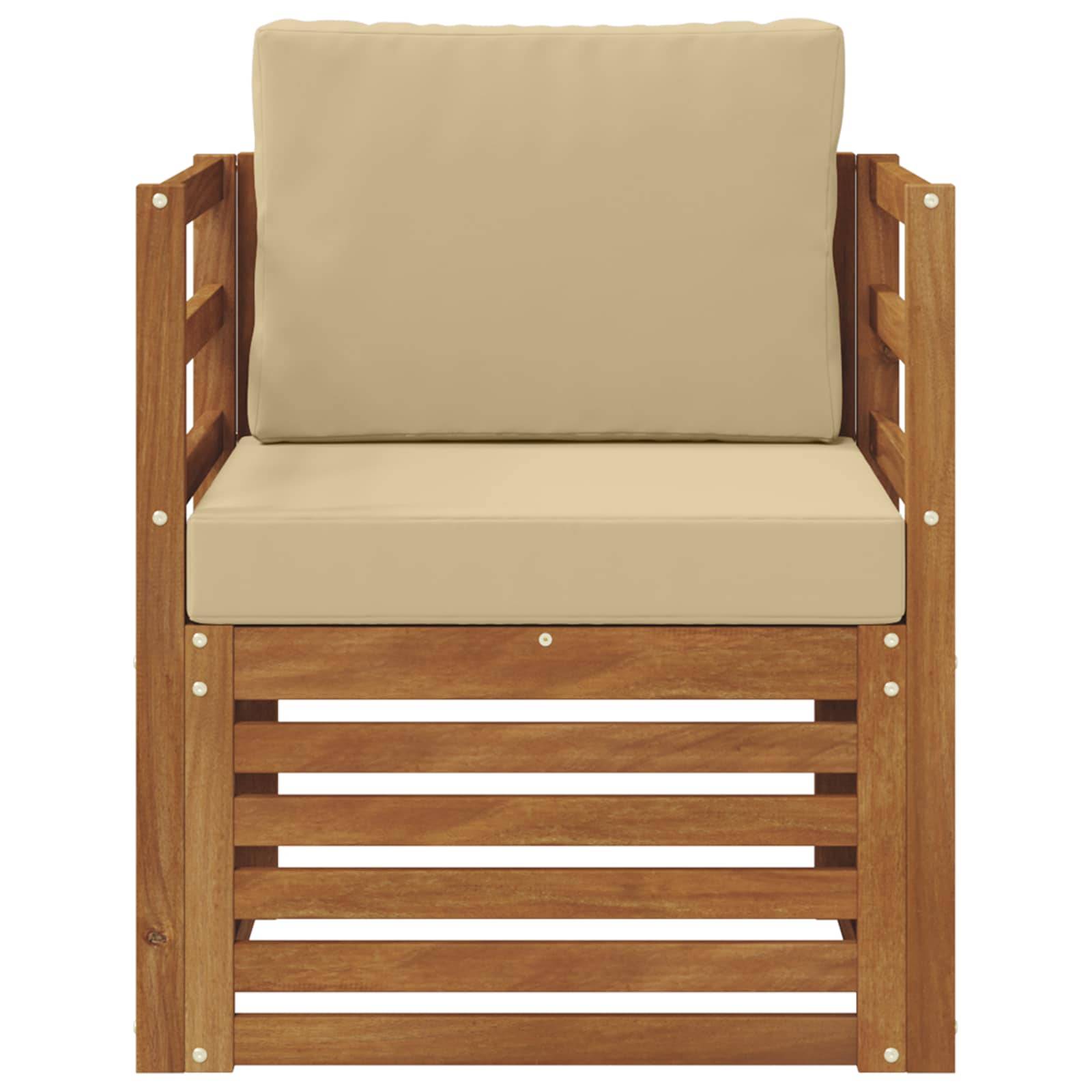 vidaXL Outdoor-Sofagarnitur Massives Akazienholz und Polyester Natur