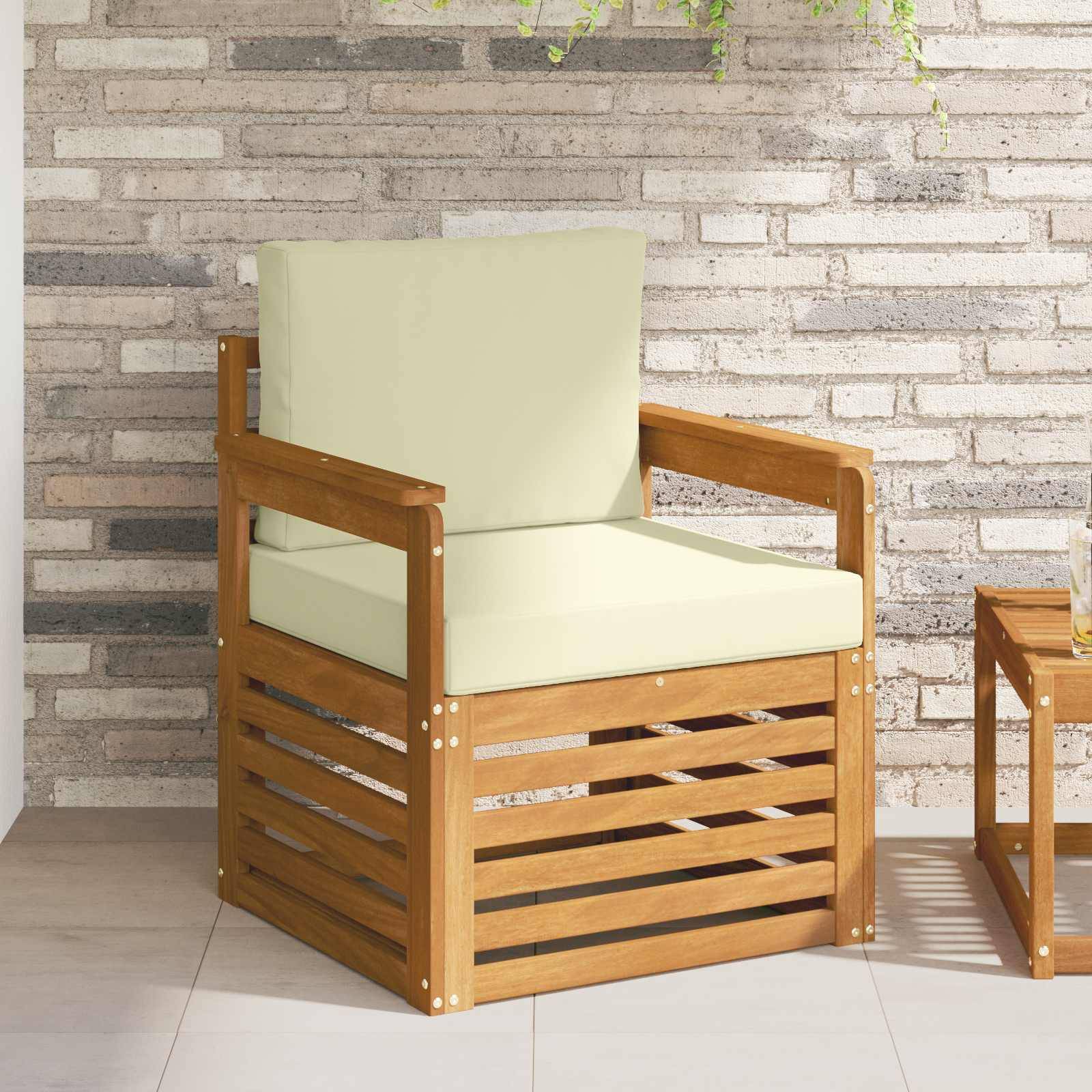 vidaXL Outdoor-Sofagarnitur Massives Akazienholz und Polyester Natur