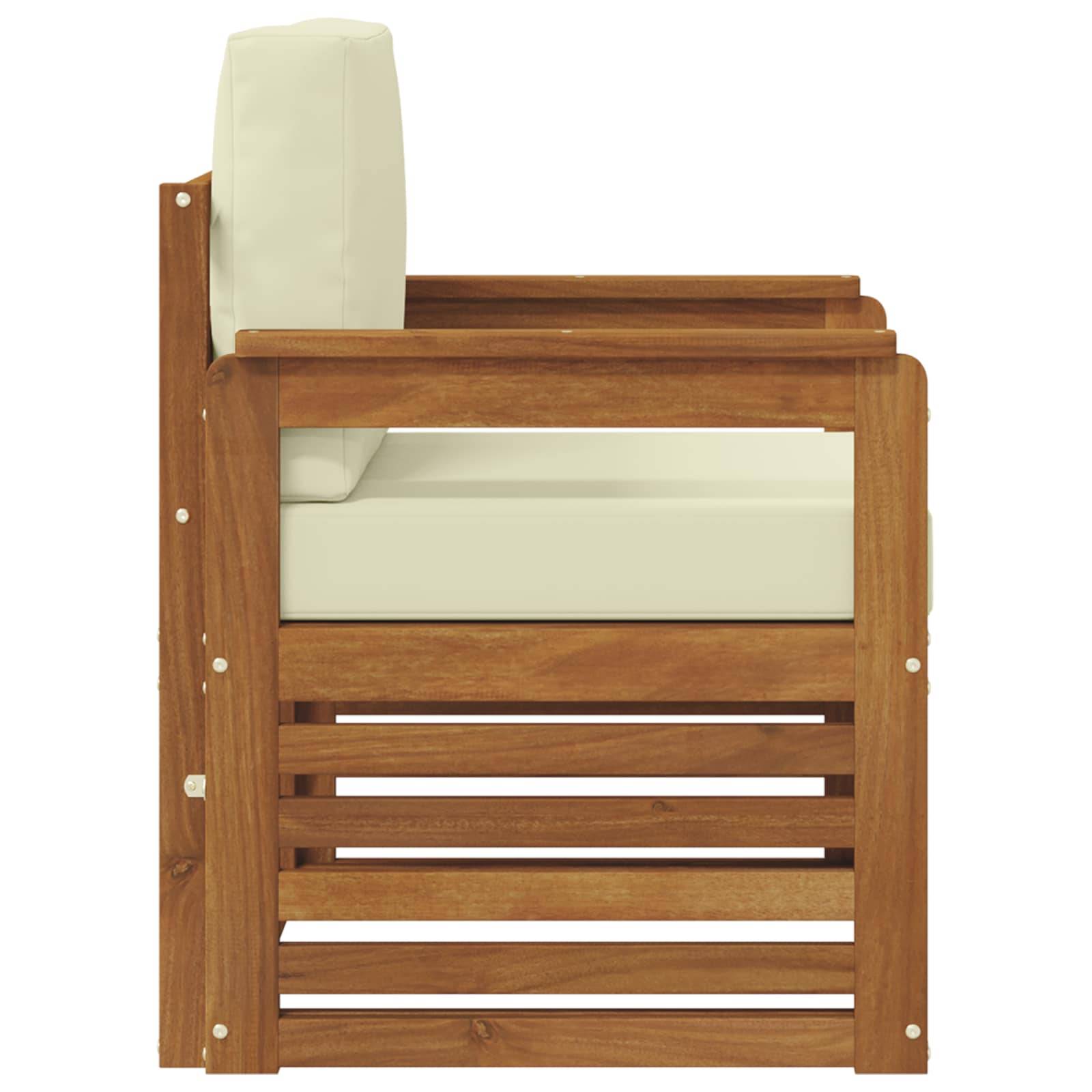 vidaXL Outdoor-Sofagarnitur Massives Akazienholz und Polyester Natur