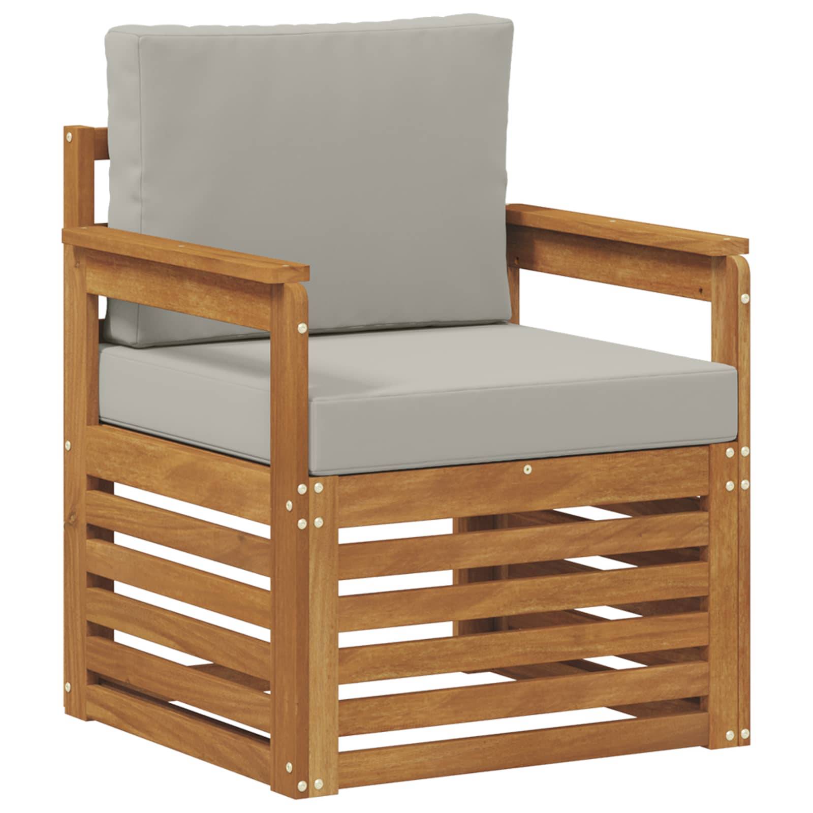 vidaXL Outdoor-Sofagarnitur Massives Akazienholz und Polyester Natur