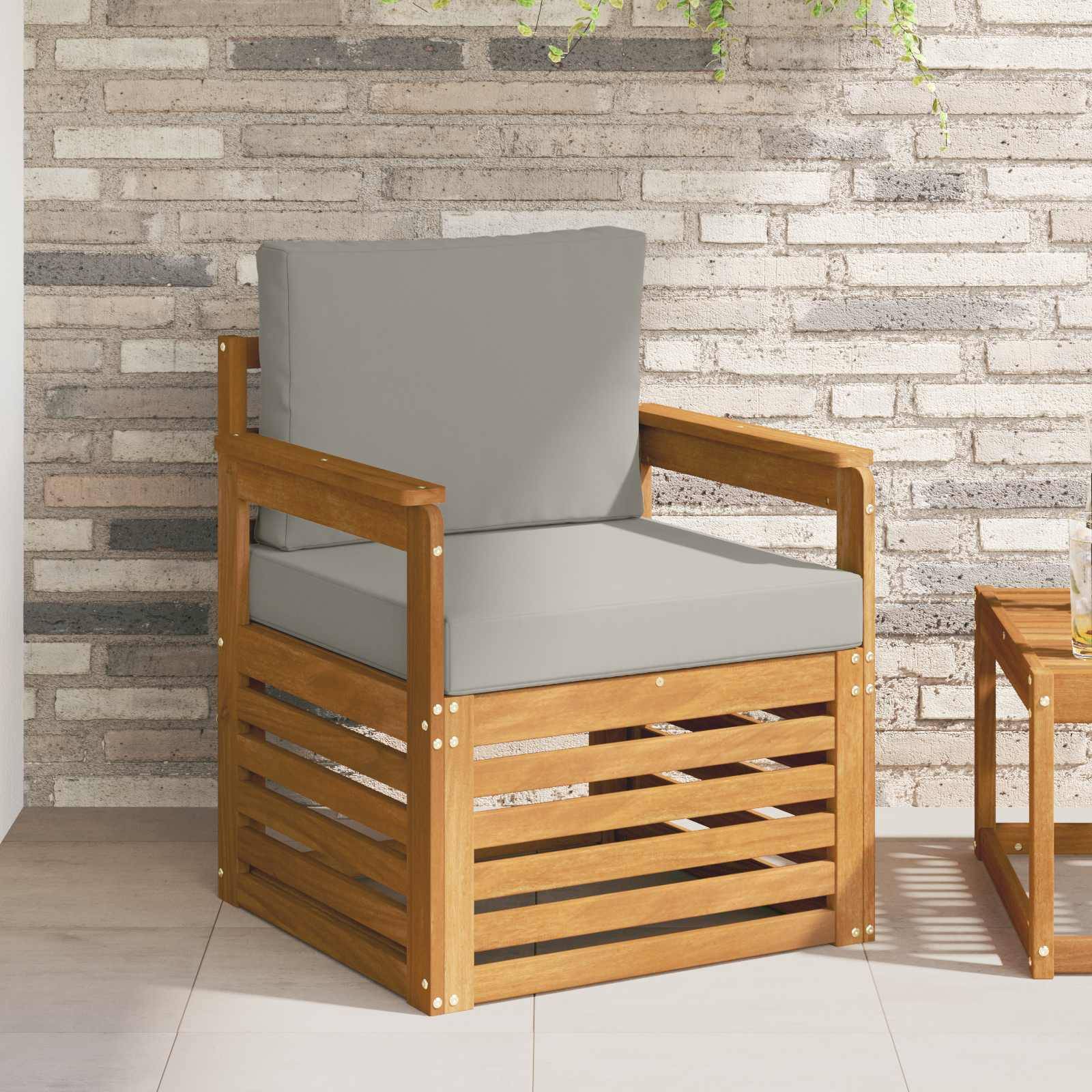 vidaXL Outdoor-Sofagarnitur Massives Akazienholz und Polyester Natur