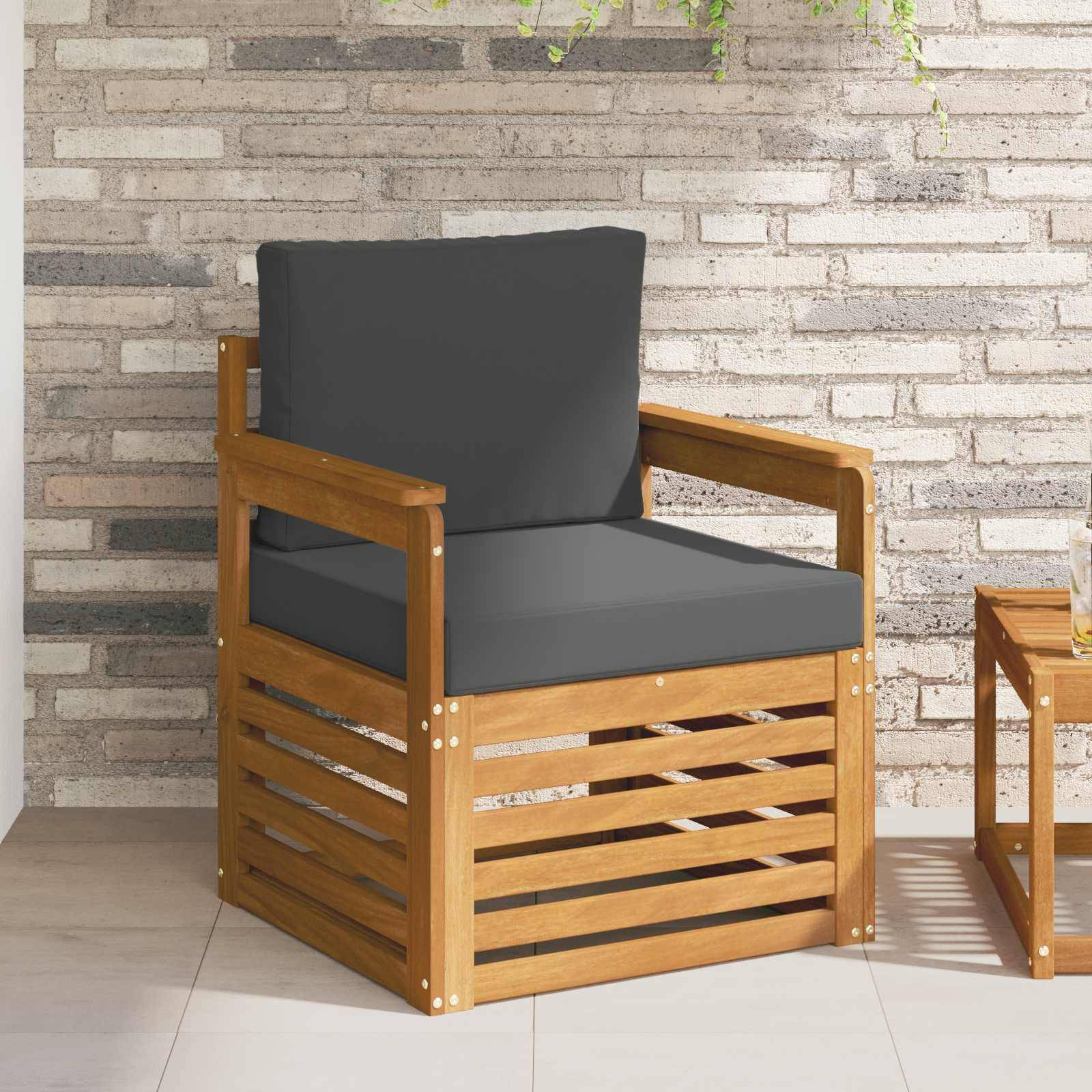 vidaXL Outdoor-Sofagarnitur Massives Akazienholz und Polyester Natur
