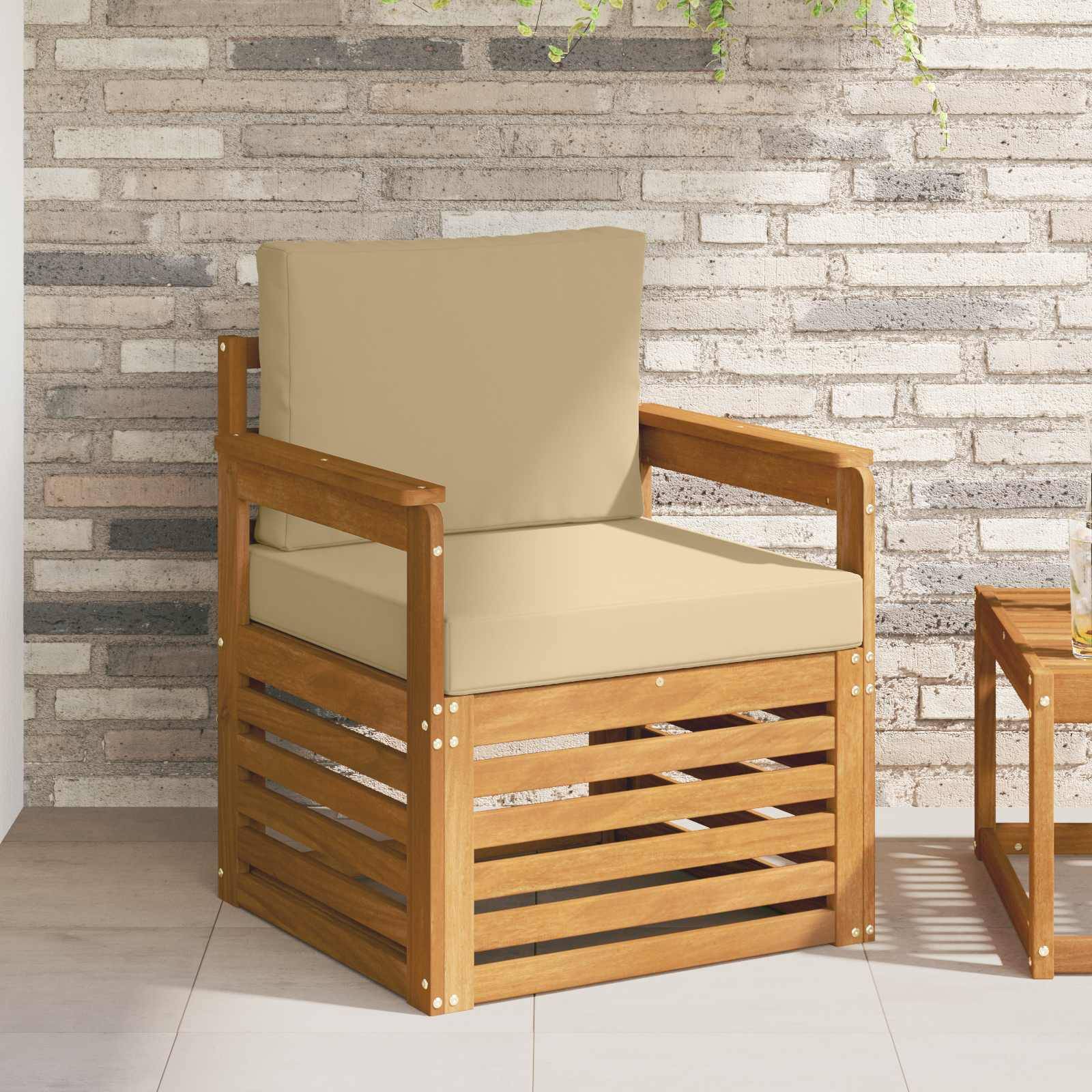 vidaXL Outdoor-Sofagarnitur Massives Akazienholz und Polyester Natur