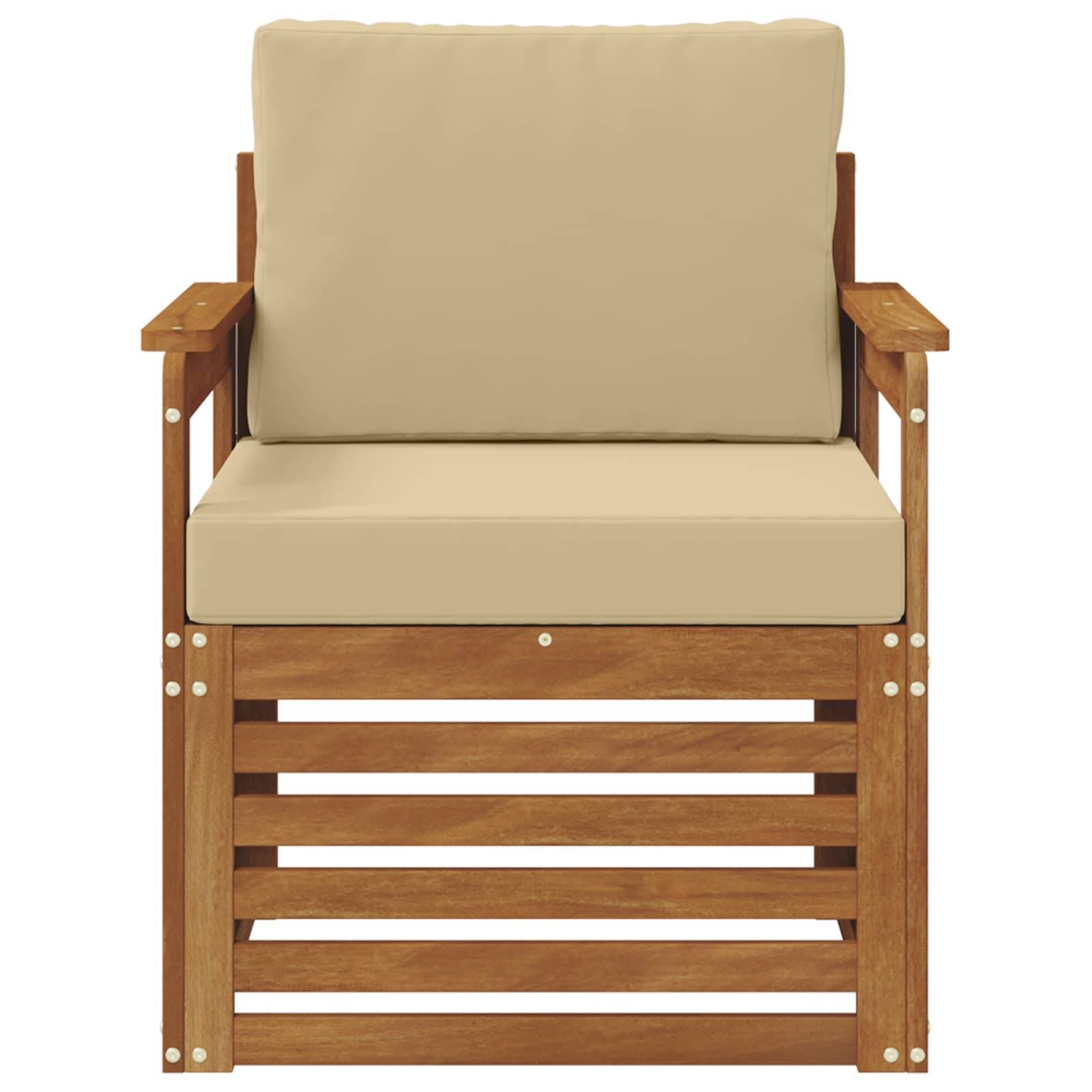 vidaXL Outdoor-Sofagarnitur Massives Akazienholz und Polyester Natur