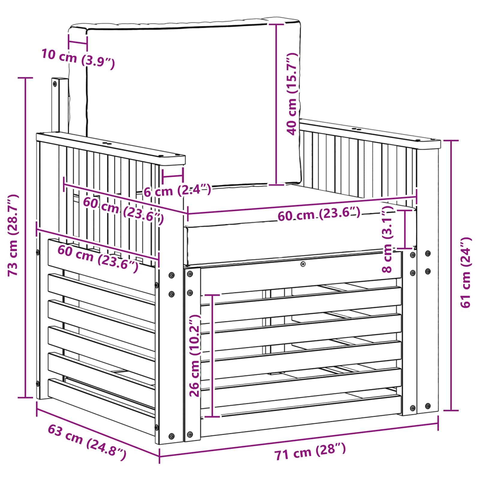 vidaXL Outdoor-Sofagarnitur Massives Akazienholz und Polyester Natur