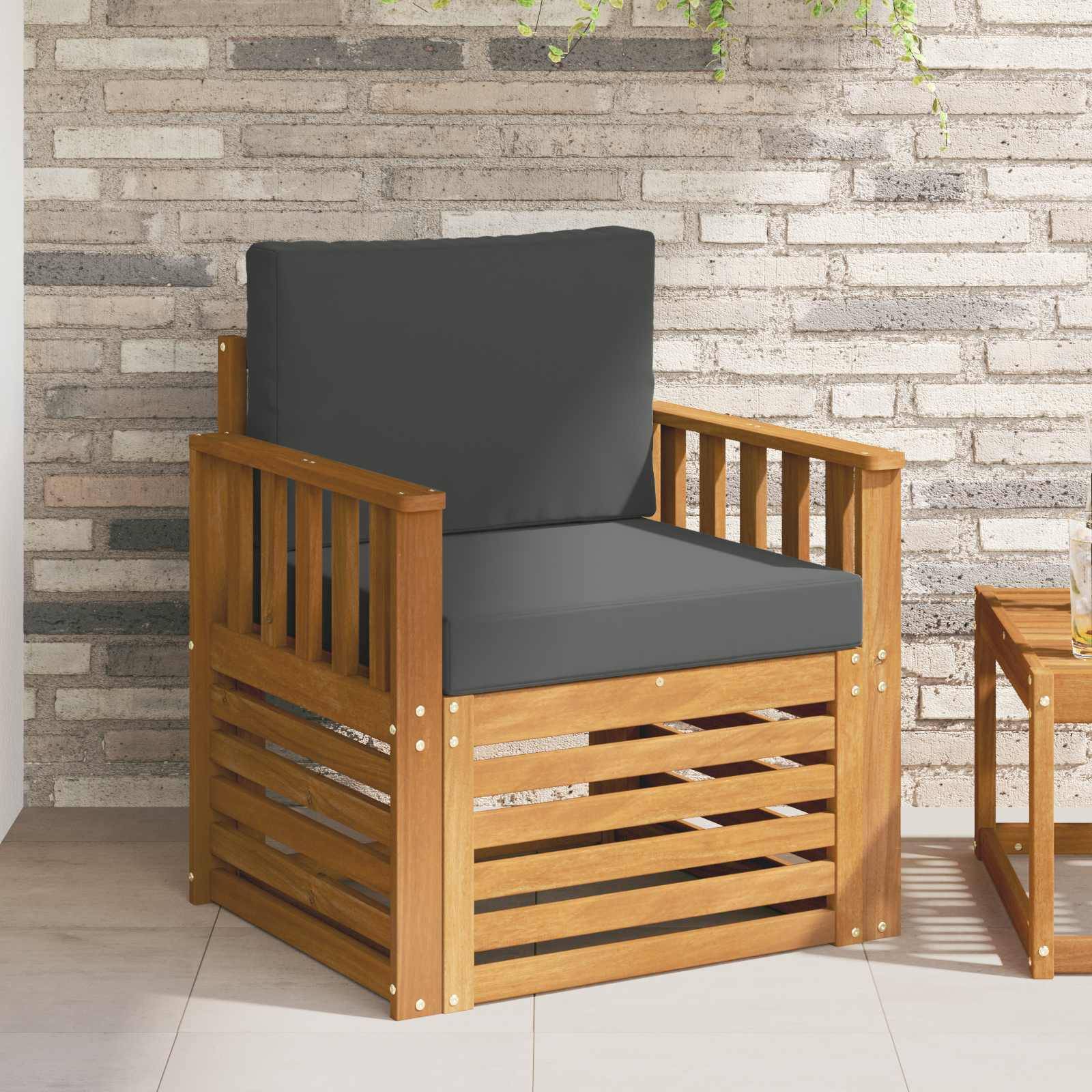 vidaXL Outdoor-Sofagarnitur Massives Akazienholz und Polyester Natur