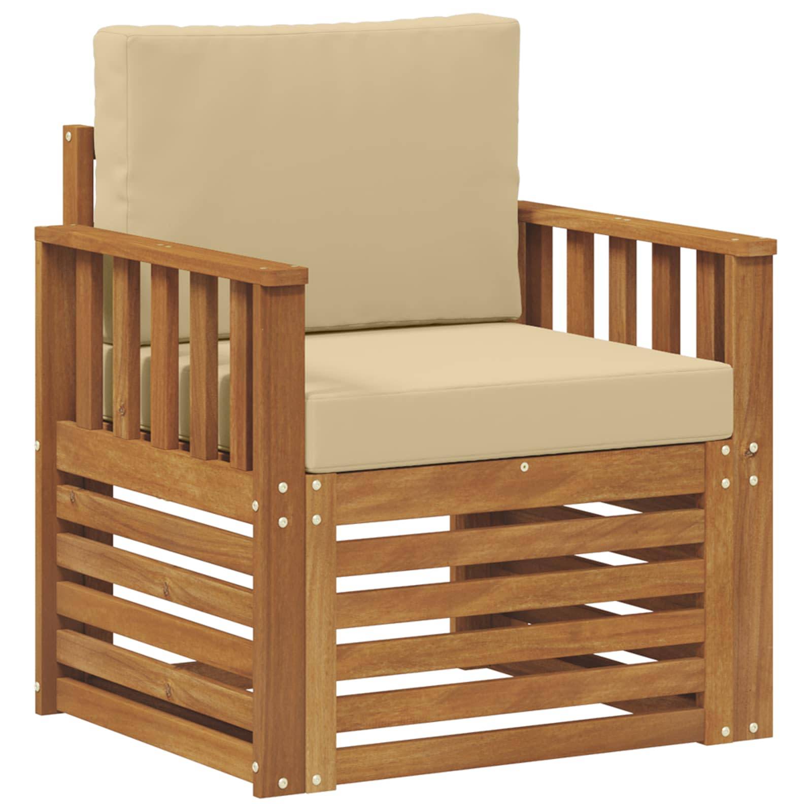vidaXL Outdoor-Sofagarnitur Massives Akazienholz und Polyester Natur