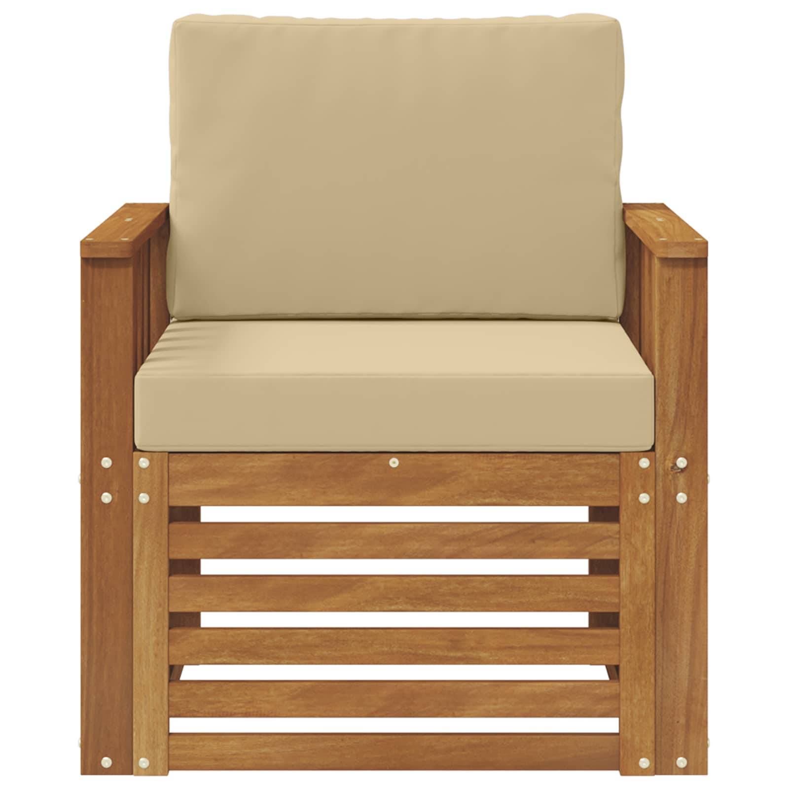 vidaXL Outdoor-Sofagarnitur Massives Akazienholz und Polyester Natur