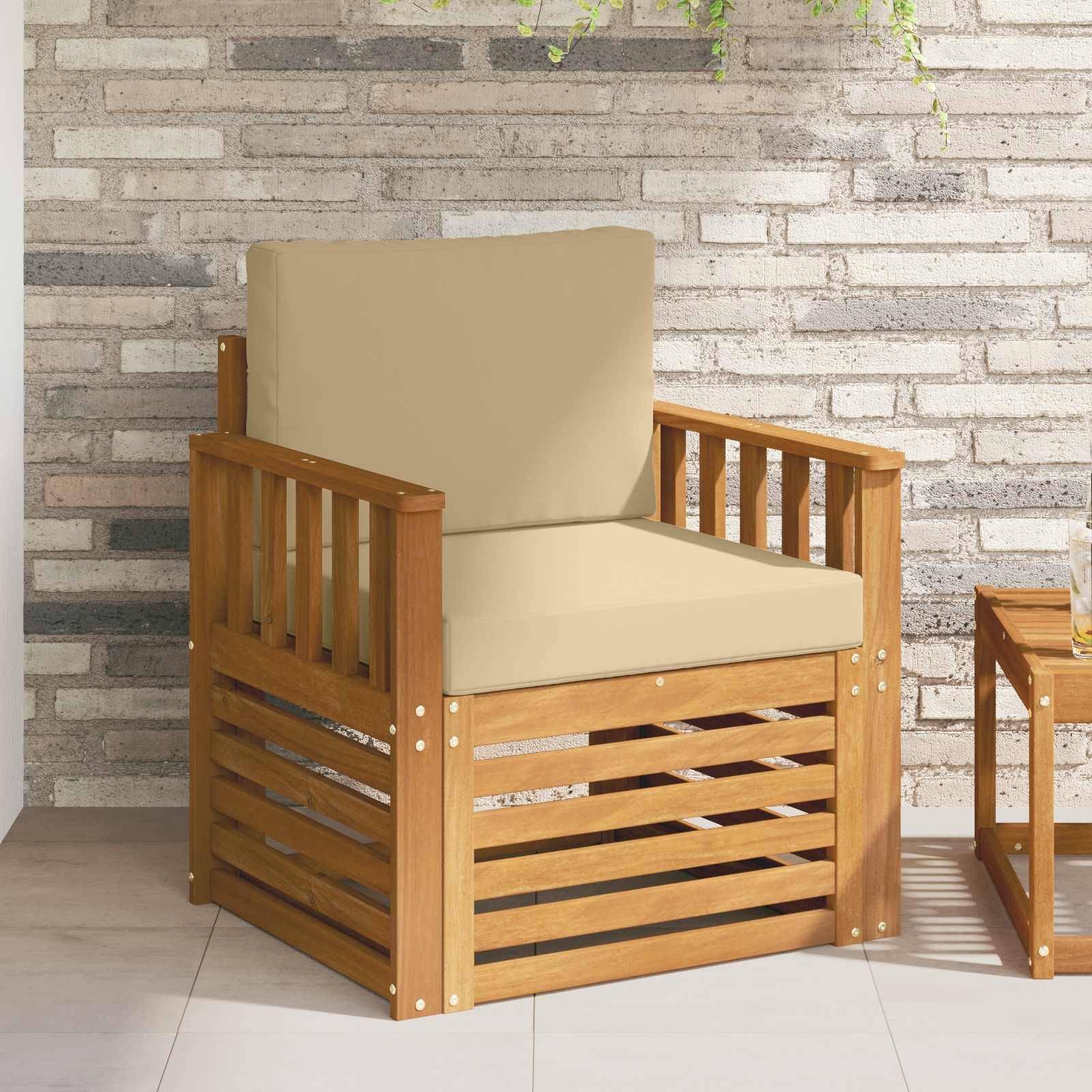vidaXL Outdoor-Sofagarnitur Massives Akazienholz und Polyester Natur