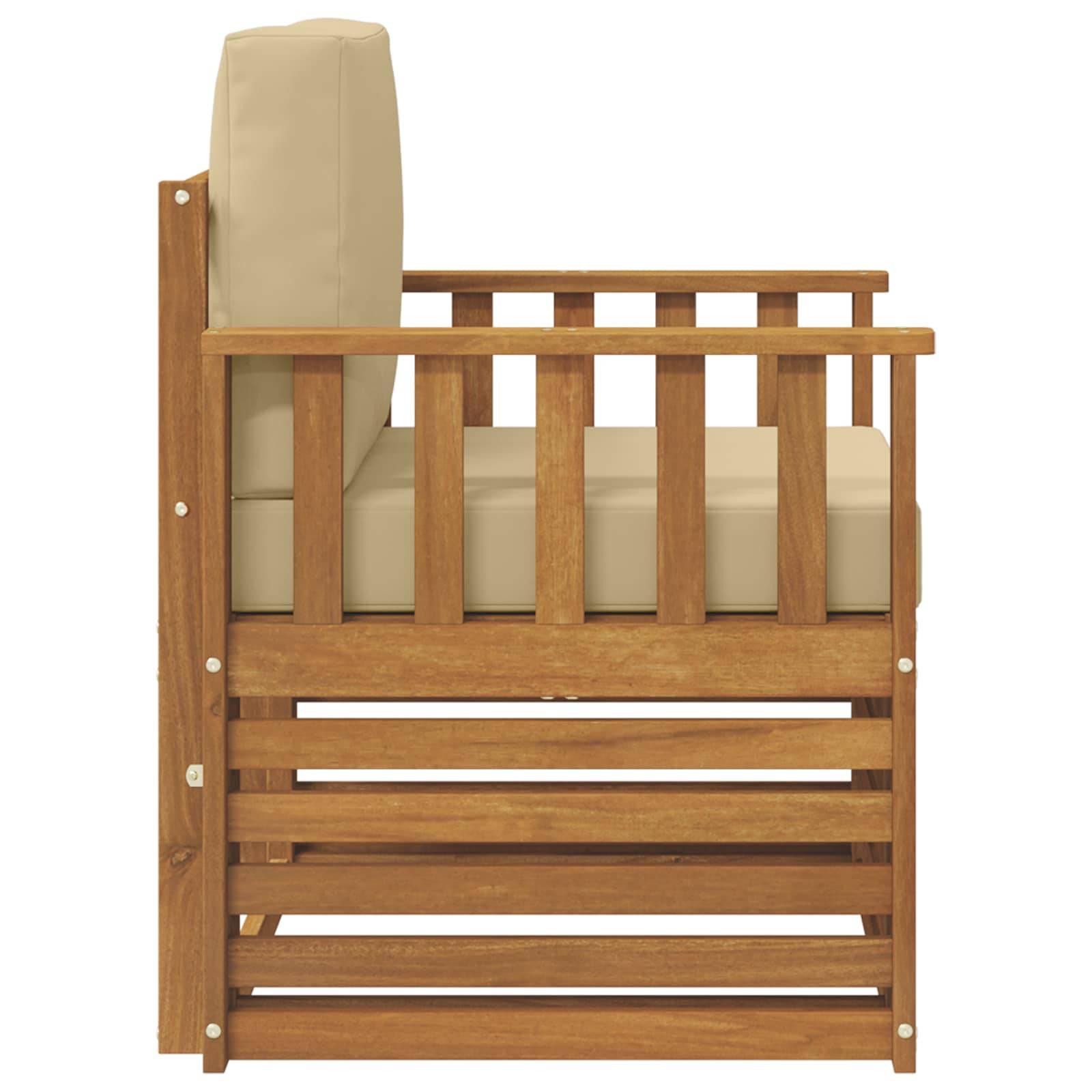 vidaXL Outdoor-Sofagarnitur Massives Akazienholz und Polyester Natur